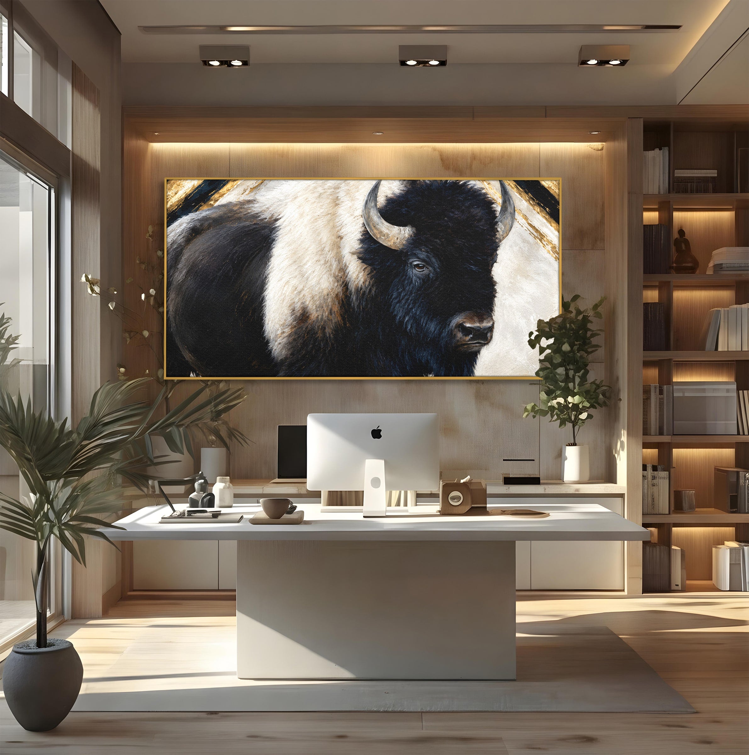 Tablou Canvas Premium LuxCanva® M1626, Bizonul Majestic, Bizon, Animale, Natura, Living, Dormitor, Culori Vibrante