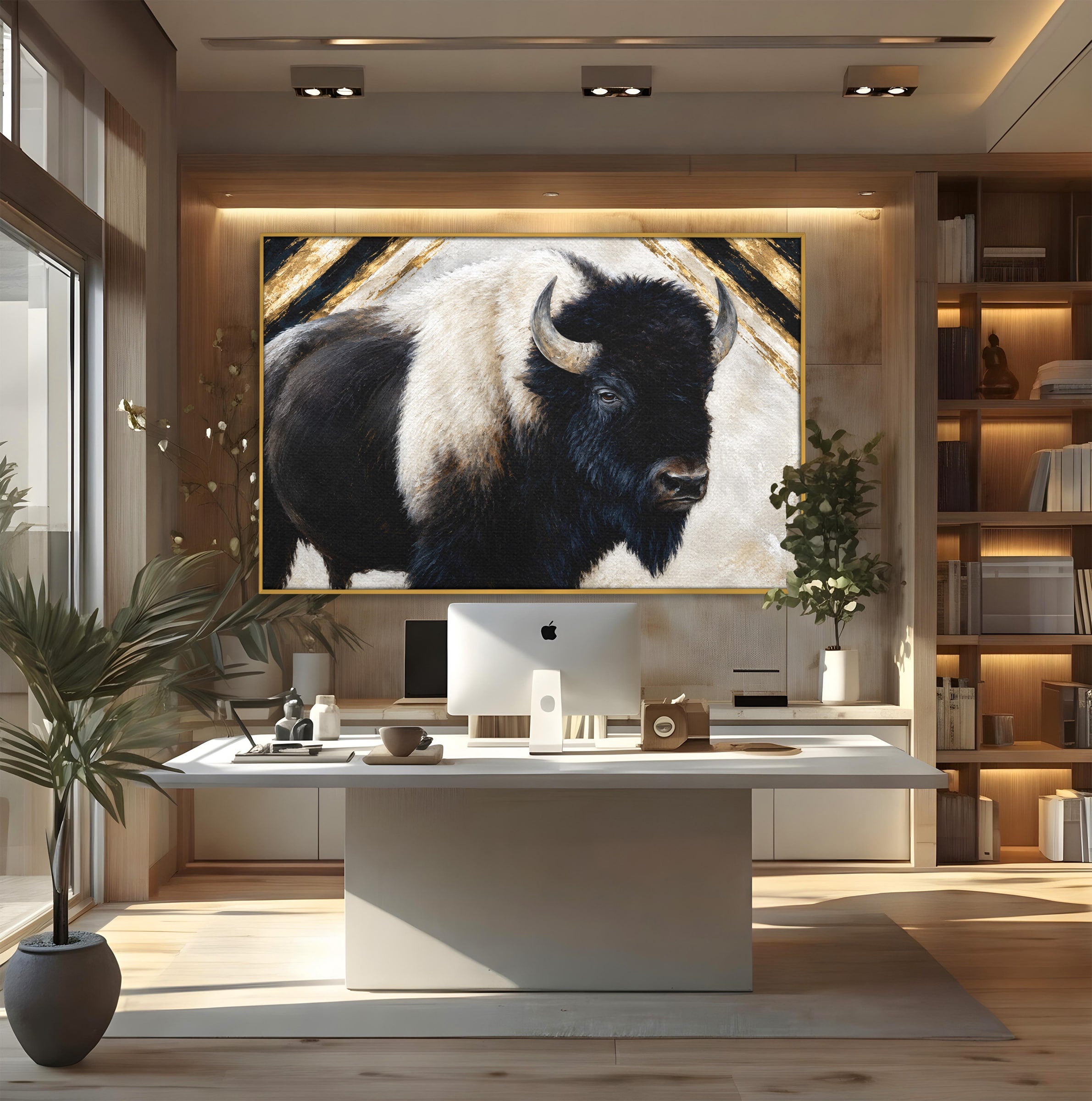Tablou Canvas Premium LuxCanva® M1626, Bizonul Majestic, Bizon, Animale, Natura, Living, Dormitor, Culori Vibrante