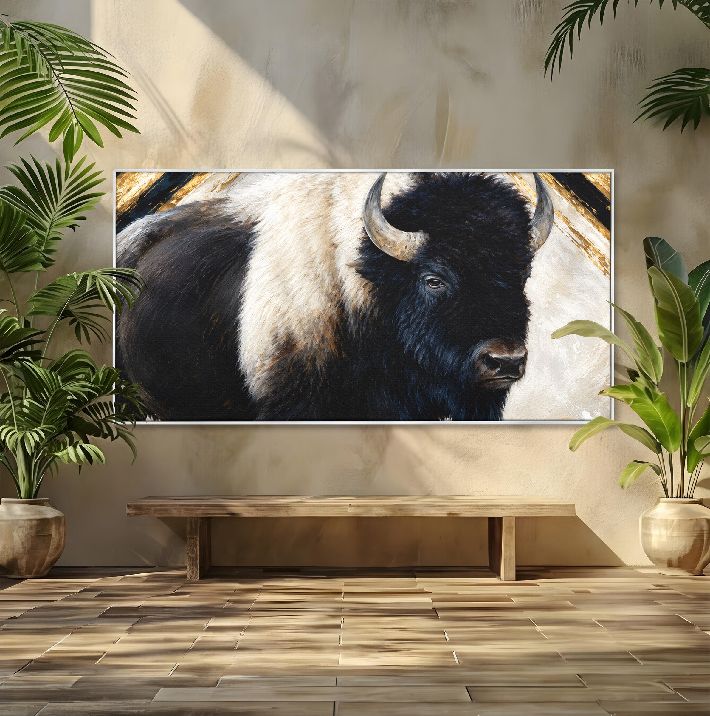 Tablou Canvas Premium LuxCanva® M1626, Bizonul Majestic, Bizon, Animale, Natura, Living, Dormitor, Culori Vibrante