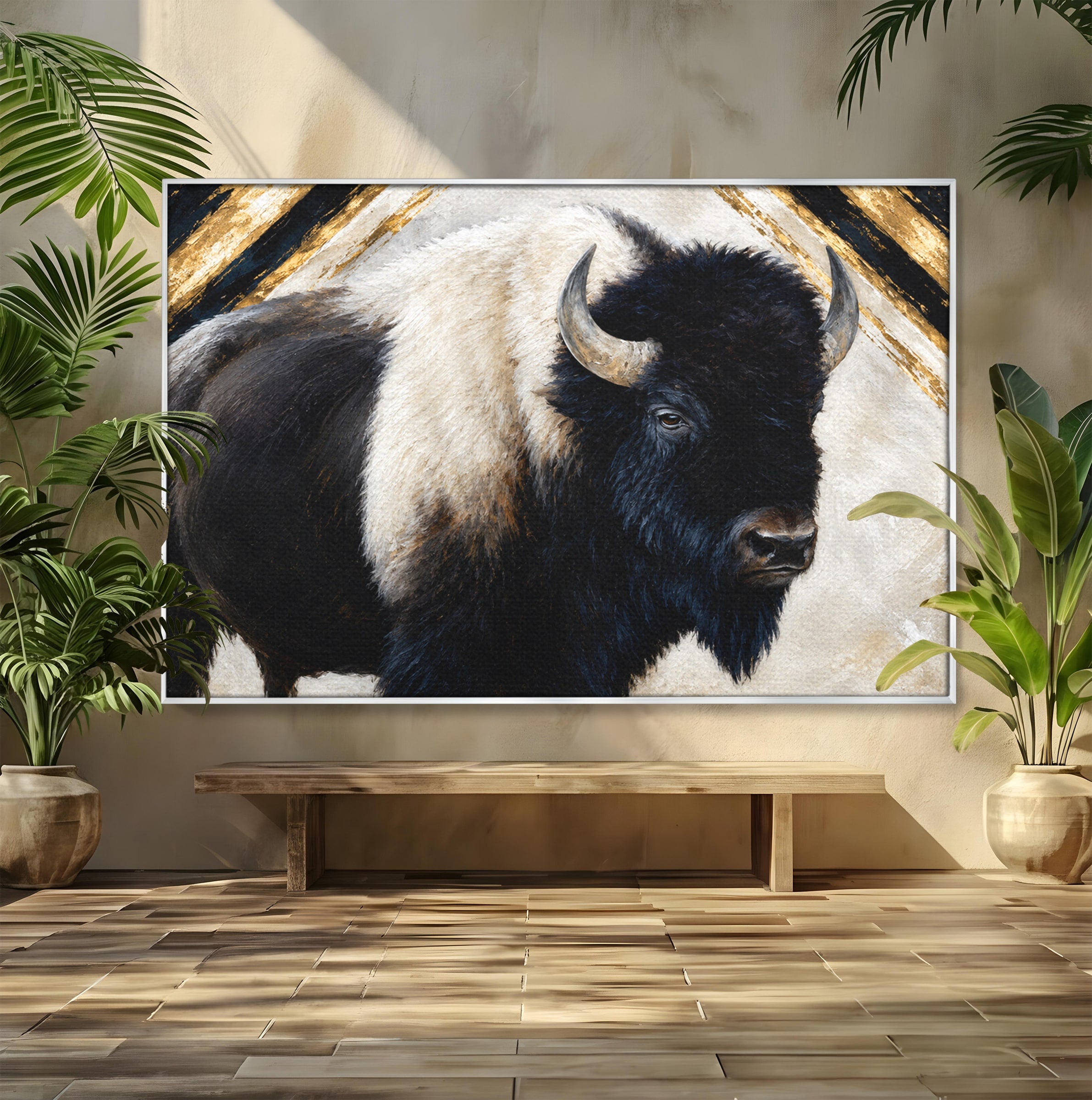 Tablou Canvas Premium LuxCanva® M1626, Bizonul Majestic, Bizon, Animale, Natura, Living, Dormitor, Culori Vibrante