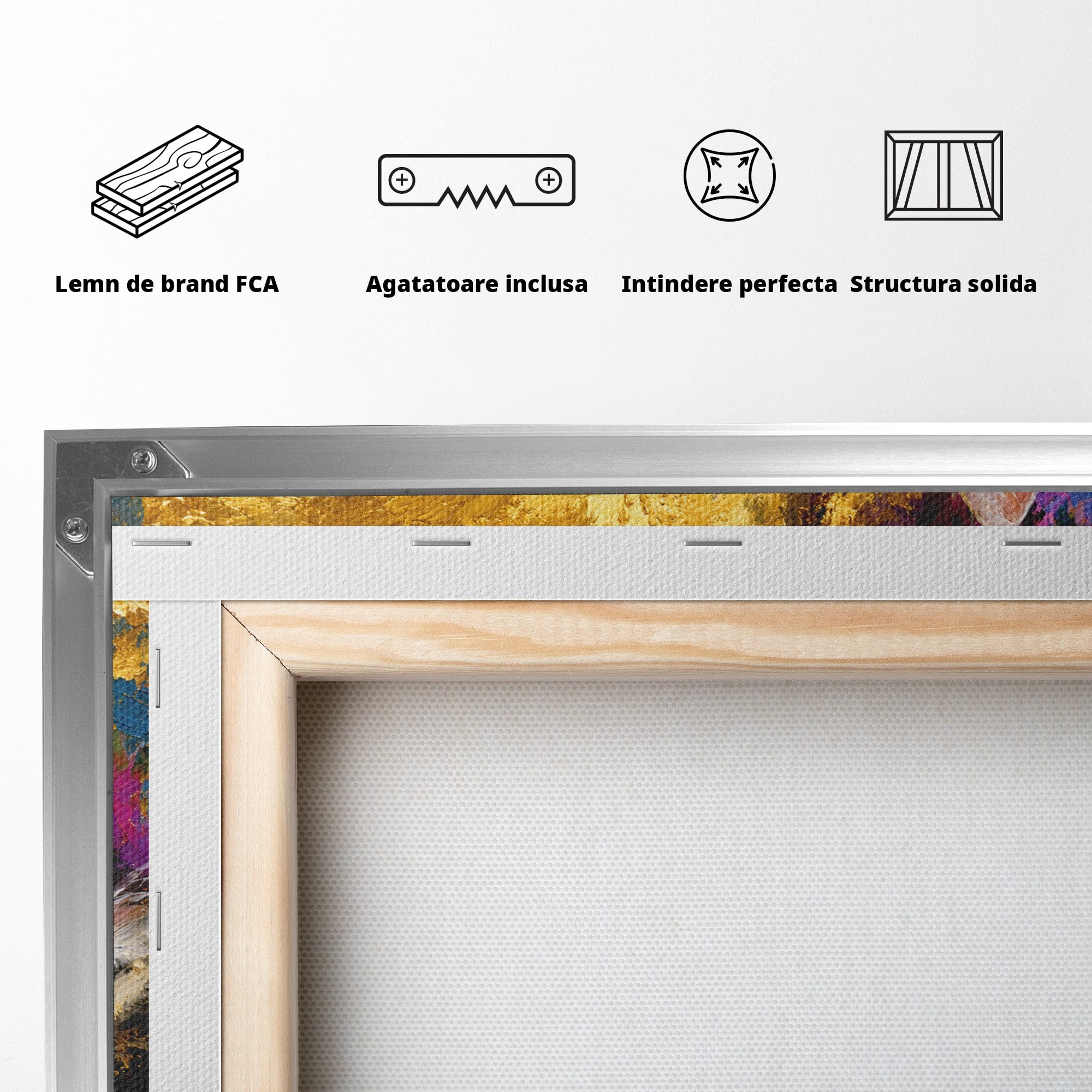 Tablou Canvas Premium LuxCanva® M1627, Pisica Eleganta, Pisica, Animale, Living, Natura, Relaxare, Culori Vibrante