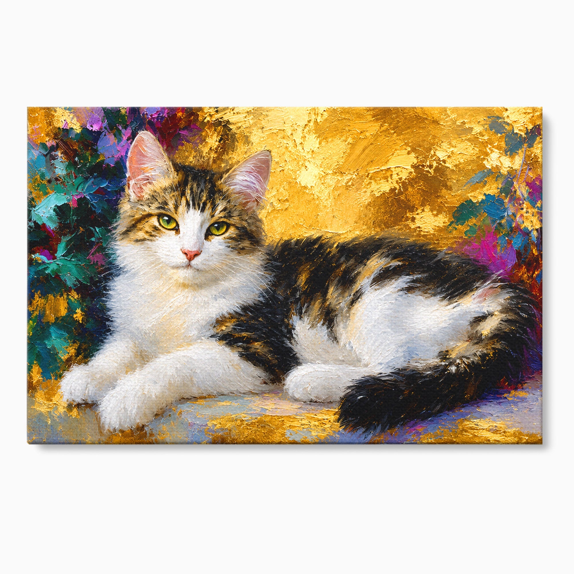 Tablou Canvas Premium LuxCanva® M1627, Pisica Eleganta, Pisica, Animale, Living, Natura, Relaxare, Culori Vibrante