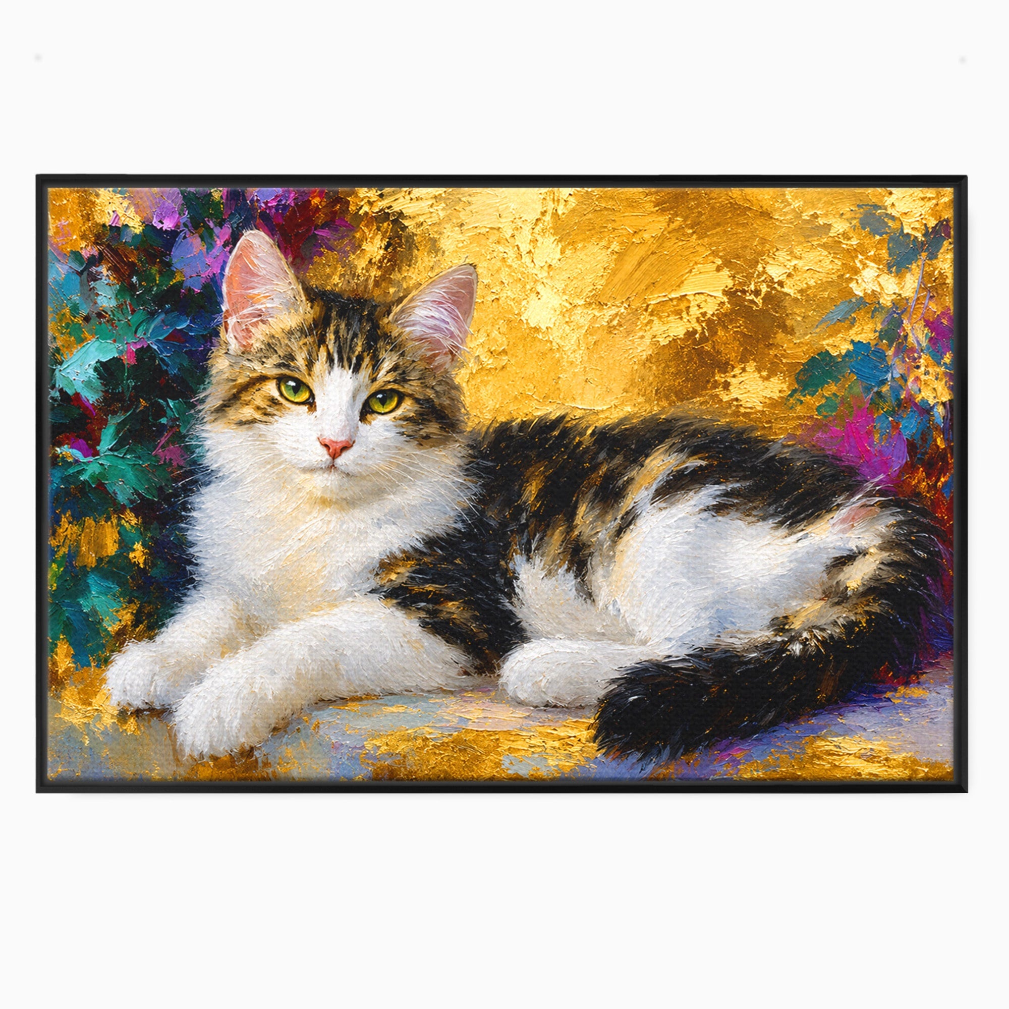 Tablou Canvas Premium LuxCanva® M1627, Pisica Eleganta, Pisica, Animale, Living, Natura, Relaxare, Culori Vibrante