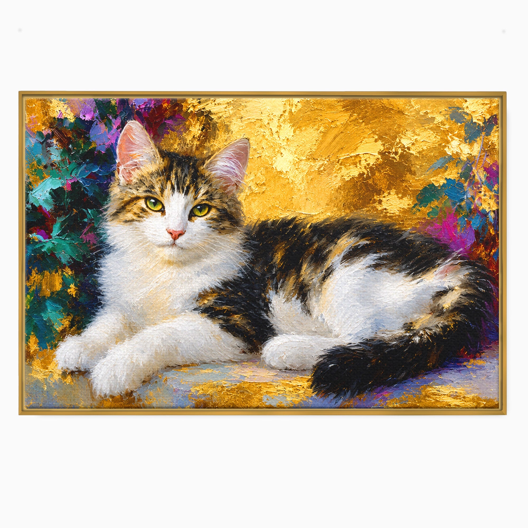Tablou Canvas Premium LuxCanva® M1627, Pisica Eleganta, Pisica, Animale, Living, Natura, Relaxare, Culori Vibrante