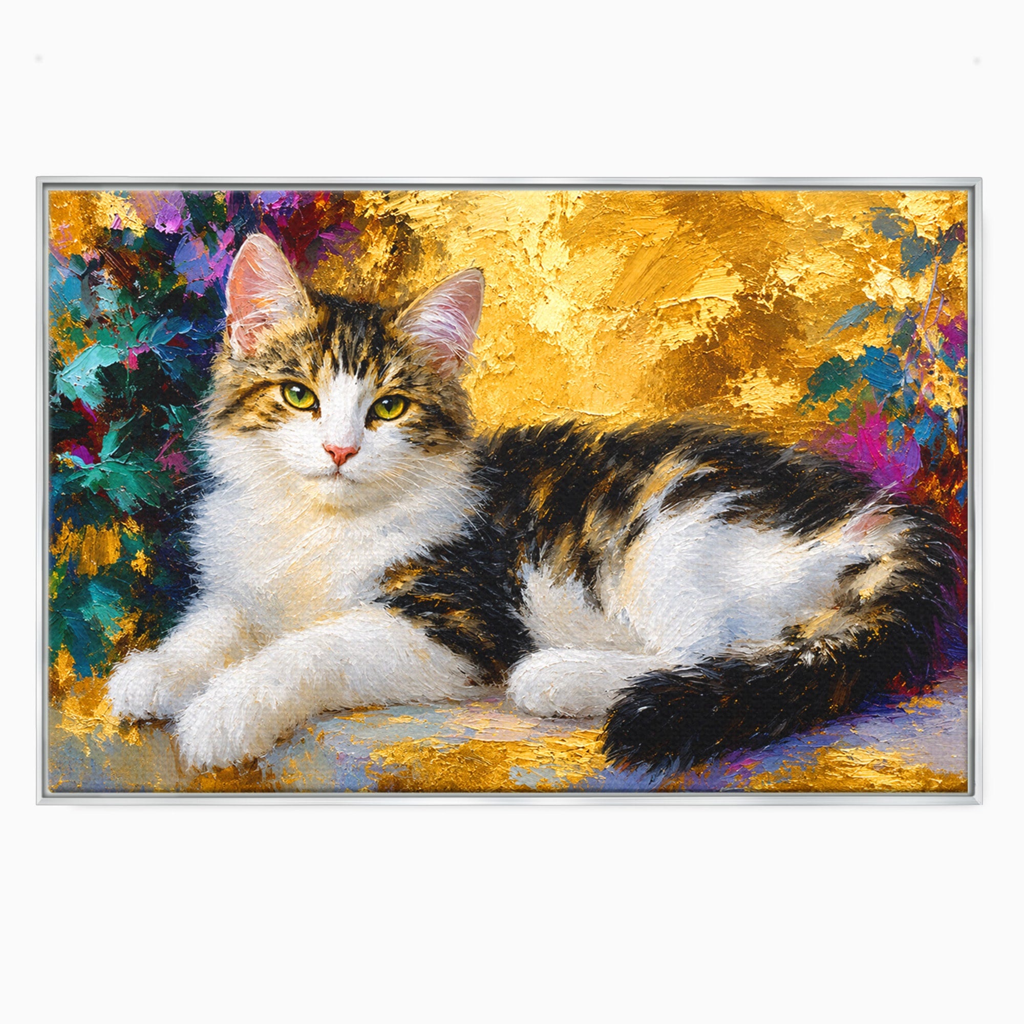 Tablou Canvas Premium LuxCanva® M1627, Pisica Eleganta, Pisica, Animale, Living, Natura, Relaxare, Culori Vibrante