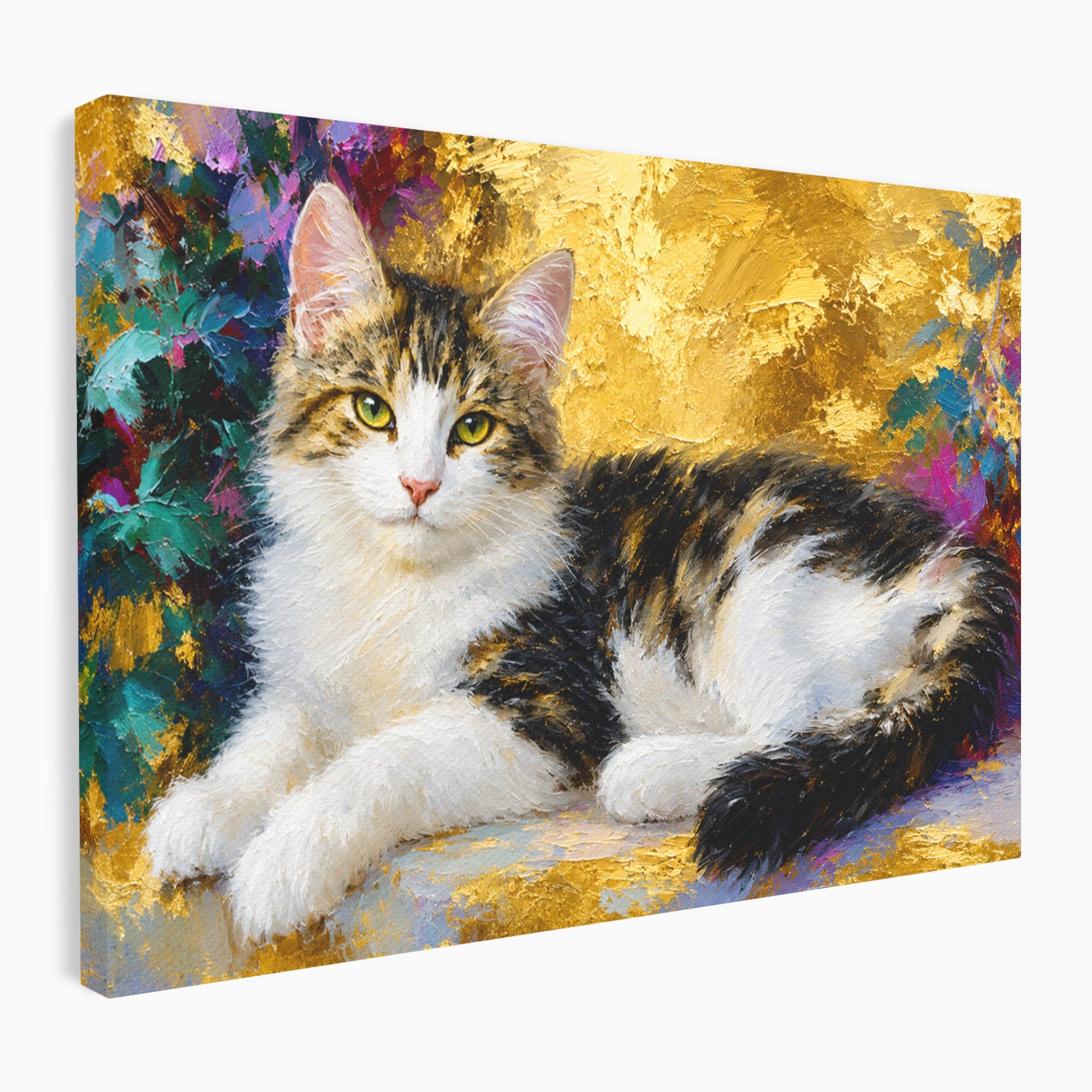 Tablou Canvas Premium LuxCanva® M1627, Pisica Eleganta, Pisica, Animale, Living, Natura, Relaxare, Culori Vibrante