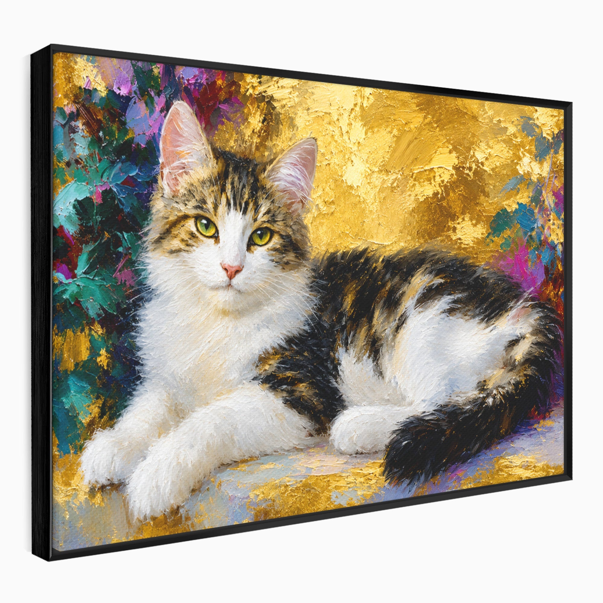 Tablou Canvas Premium LuxCanva® M1627, Pisica Eleganta, Pisica, Animale, Living, Natura, Relaxare, Culori Vibrante