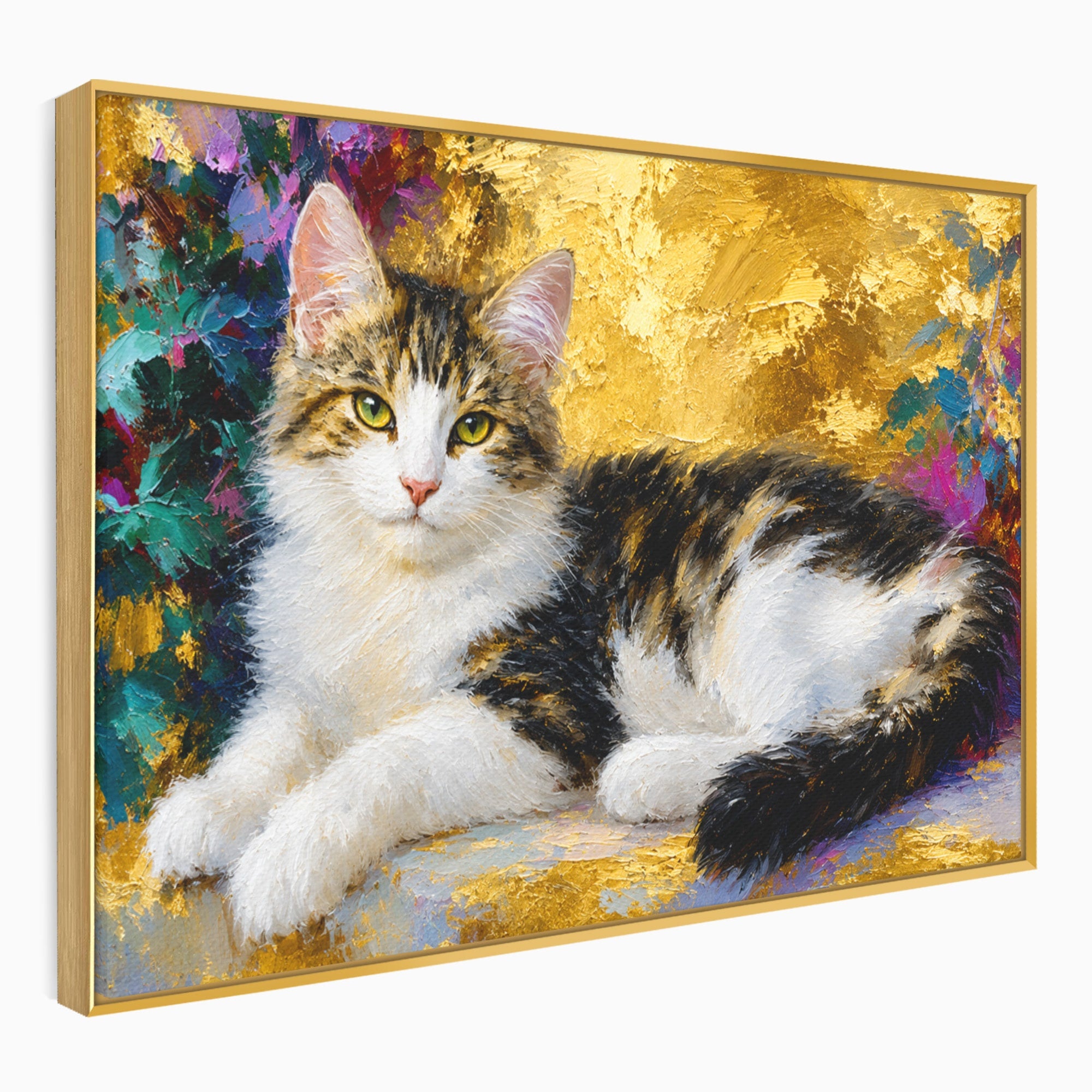 Tablou Canvas Premium LuxCanva® M1627, Pisica Eleganta, Pisica, Animale, Living, Natura, Relaxare, Culori Vibrante