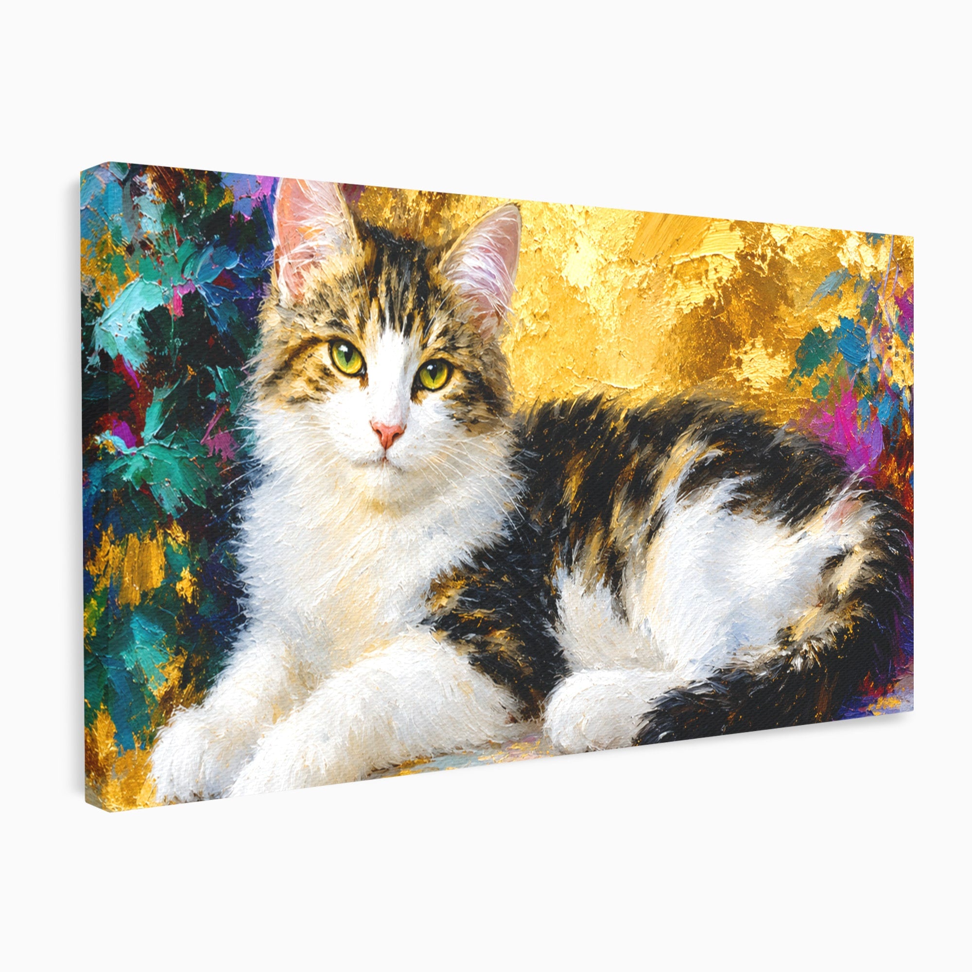 Tablou Canvas Premium LuxCanva® M1627, Pisica Eleganta, Pisica, Animale, Living, Natura, Relaxare, Culori Vibrante