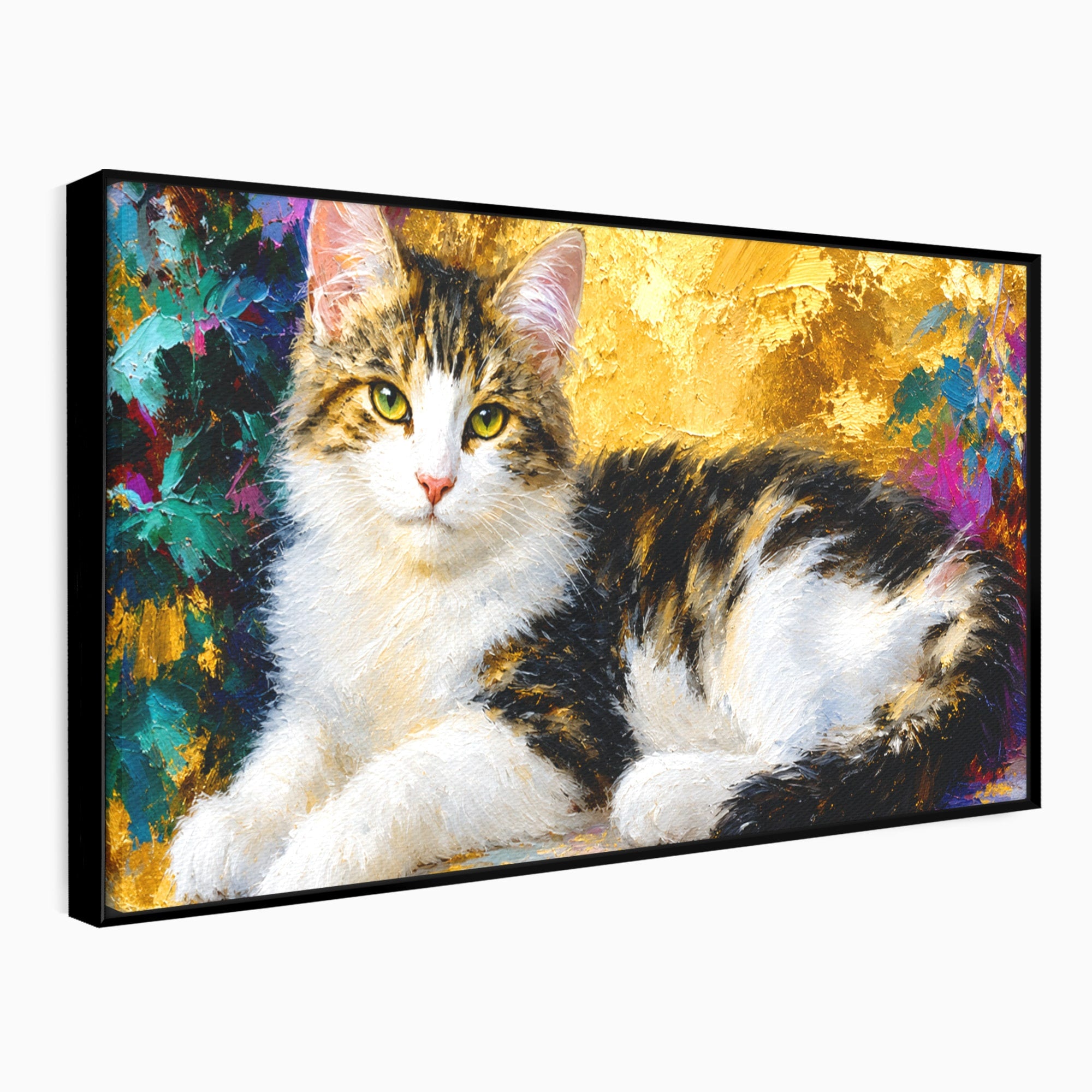 Tablou Canvas Premium LuxCanva® M1627, Pisica Eleganta, Pisica, Animale, Living, Natura, Relaxare, Culori Vibrante