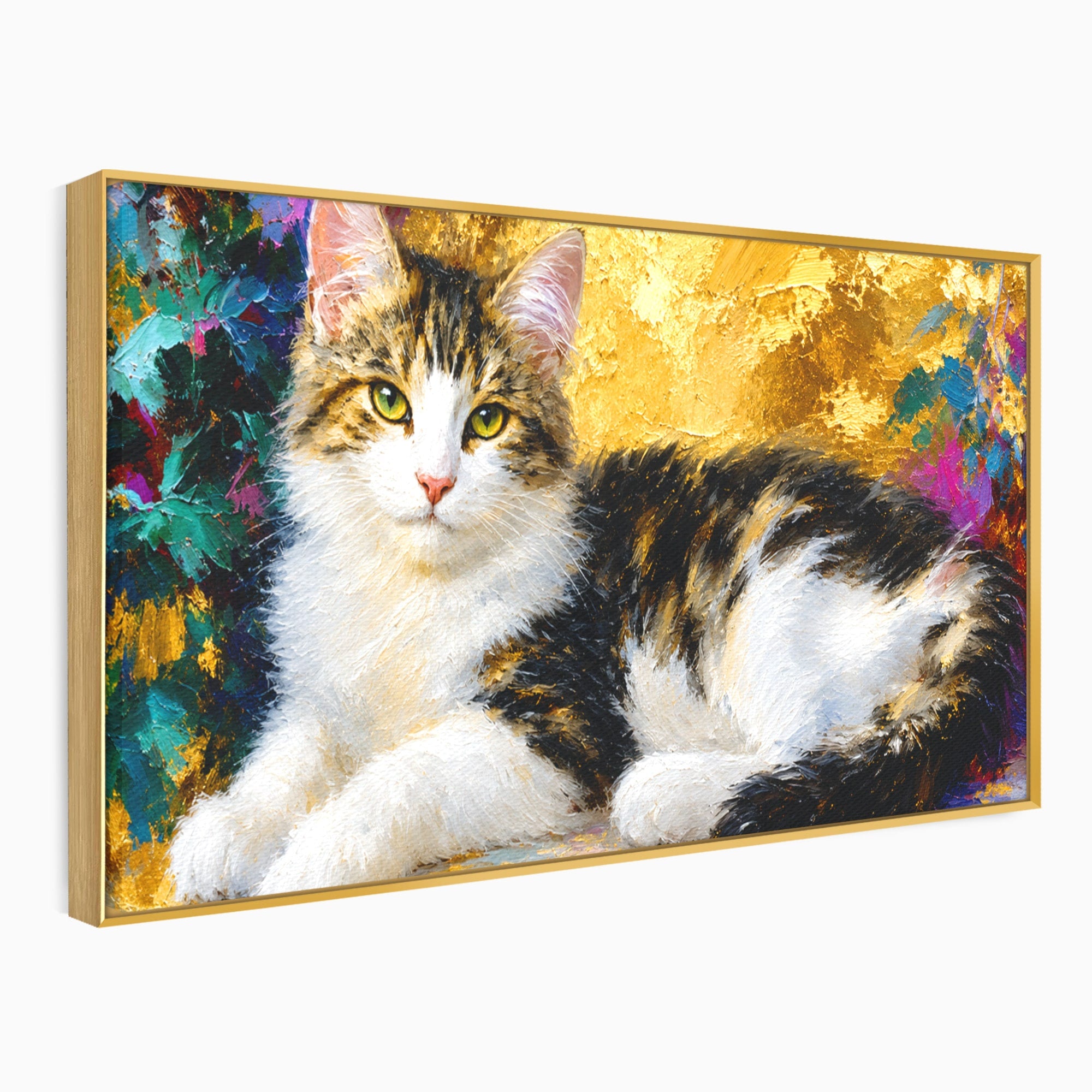 Tablou Canvas Premium LuxCanva® M1627, Pisica Eleganta, Pisica, Animale, Living, Natura, Relaxare, Culori Vibrante
