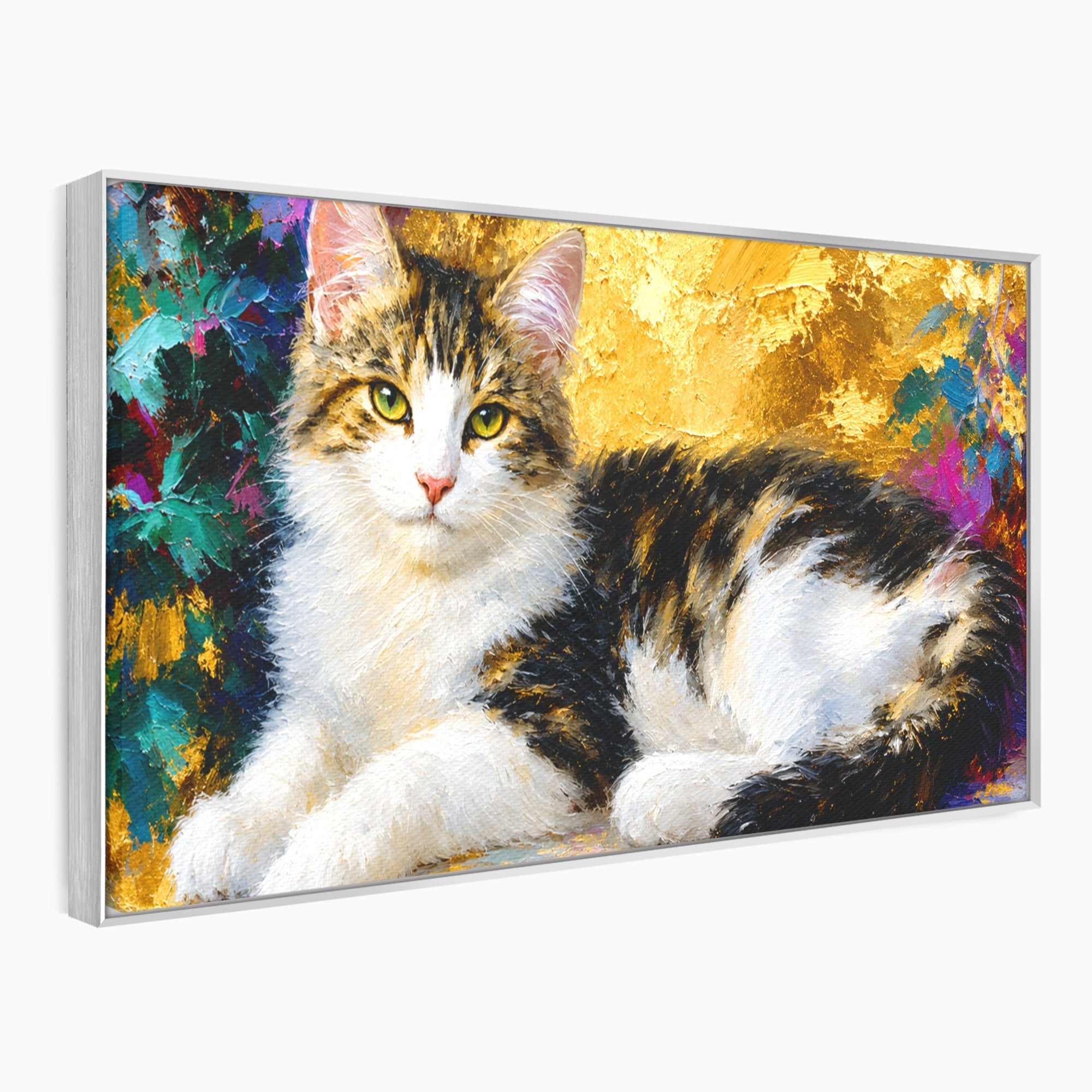 Tablou Canvas Premium LuxCanva® M1627, Pisica Eleganta, Pisica, Animale, Living, Natura, Relaxare, Culori Vibrante
