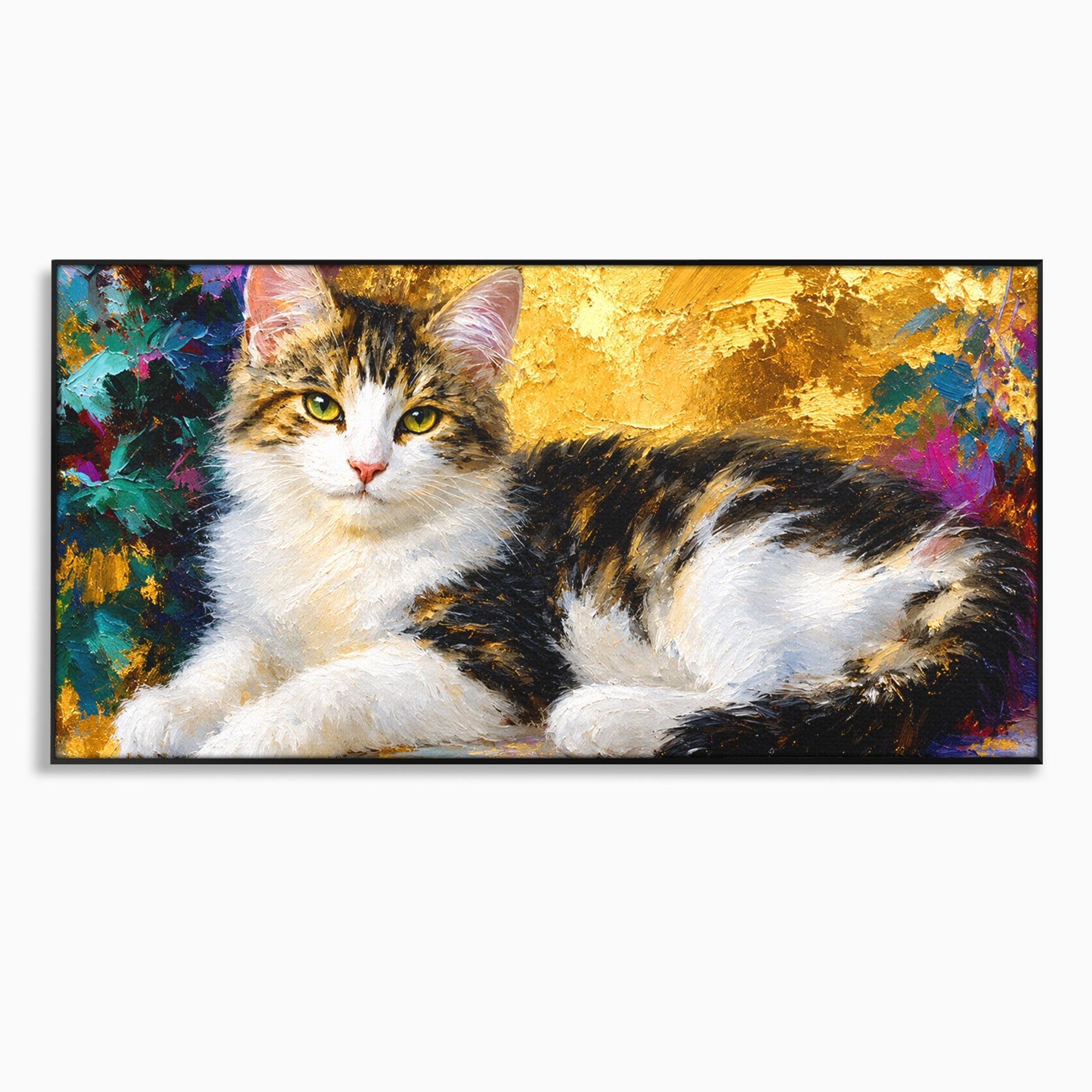 Tablou Canvas Premium LuxCanva® M1627, Pisica Eleganta, Pisica, Animale, Living, Natura, Relaxare, Culori Vibrante
