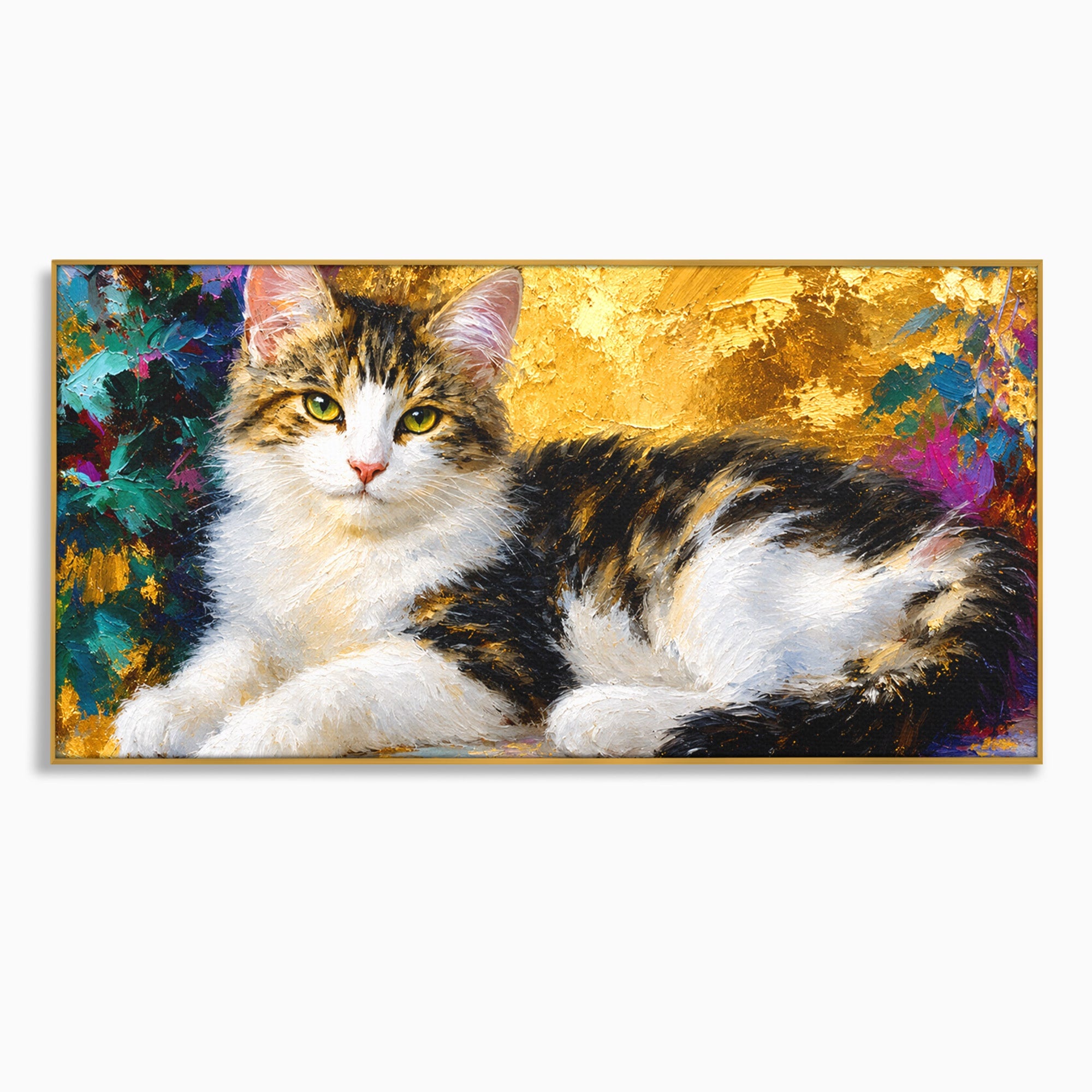 Tablou Canvas Premium LuxCanva® M1627, Pisica Eleganta, Pisica, Animale, Living, Natura, Relaxare, Culori Vibrante