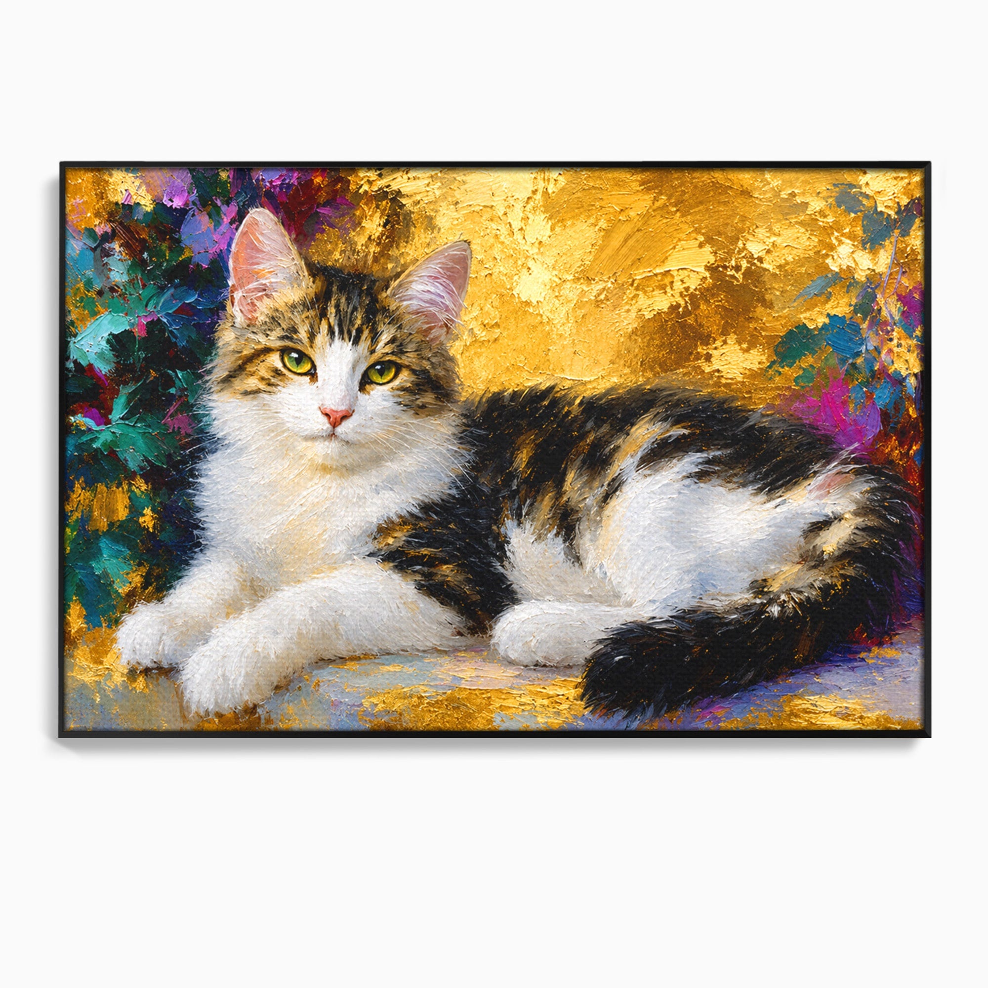 Tablou Canvas Premium LuxCanva® M1627, Pisica Eleganta, Pisica, Animale, Living, Natura, Relaxare, Culori Vibrante