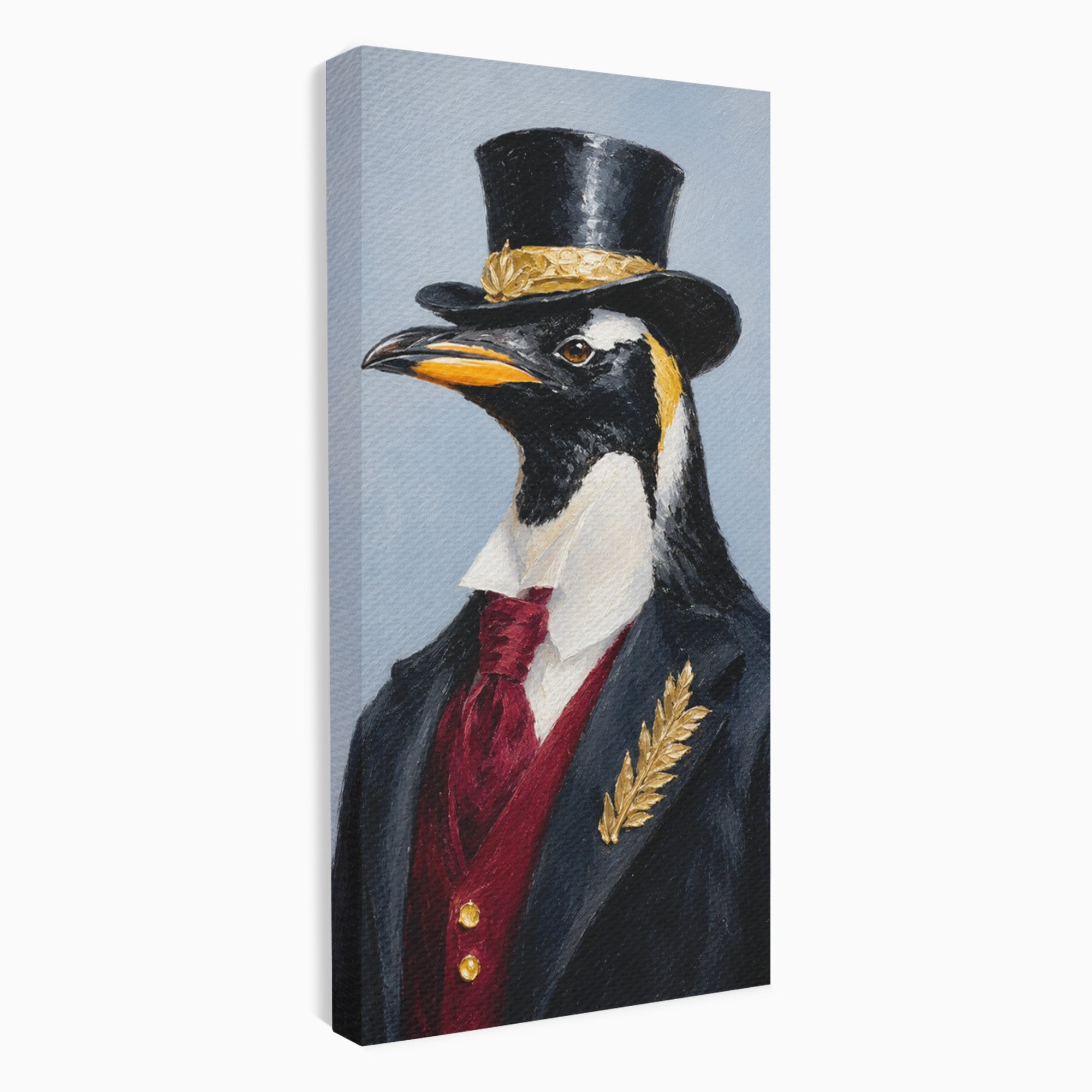 Tablou Canvas Premium LuxCanva® M1629, Pinguin Elegant, Pinguin, Eleganta, Animale, Costum, Birou, Culori Vibrante