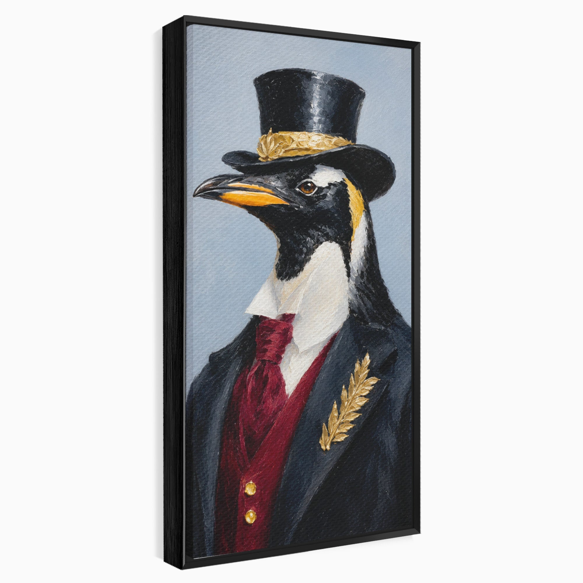 Tablou Canvas Premium LuxCanva® M1629, Pinguin Elegant, Pinguin, Eleganta, Animale, Costum, Birou, Culori Vibrante