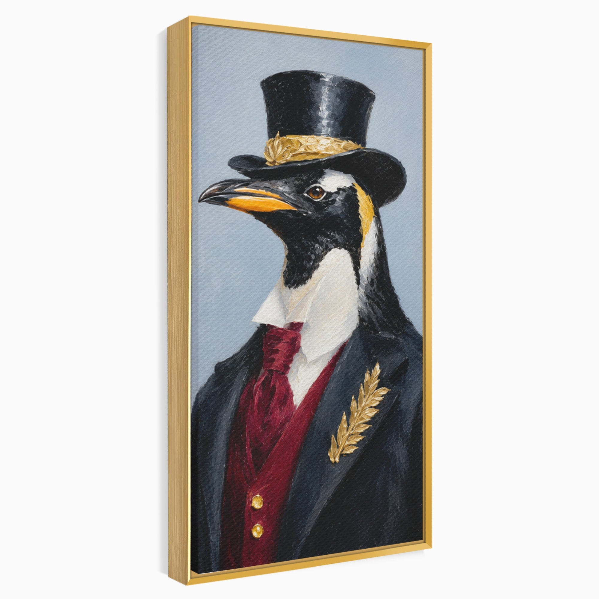Tablou Canvas Premium LuxCanva® M1629, Pinguin Elegant, Pinguin, Eleganta, Animale, Costum, Birou, Culori Vibrante