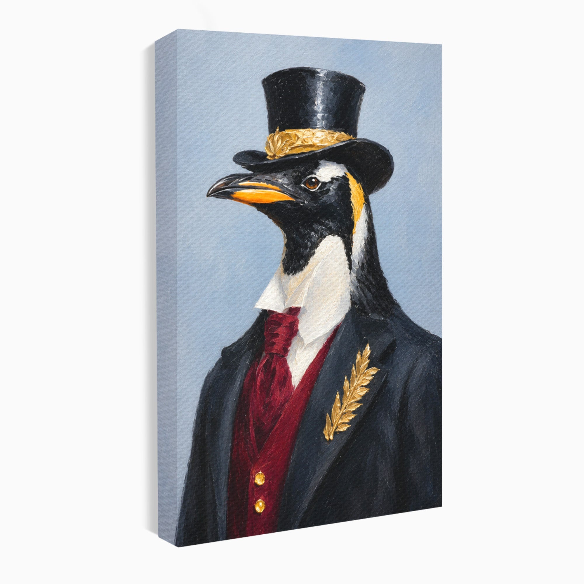 Tablou Canvas Premium LuxCanva® M1629, Pinguin Elegant, Pinguin, Eleganta, Animale, Costum, Birou, Culori Vibrante