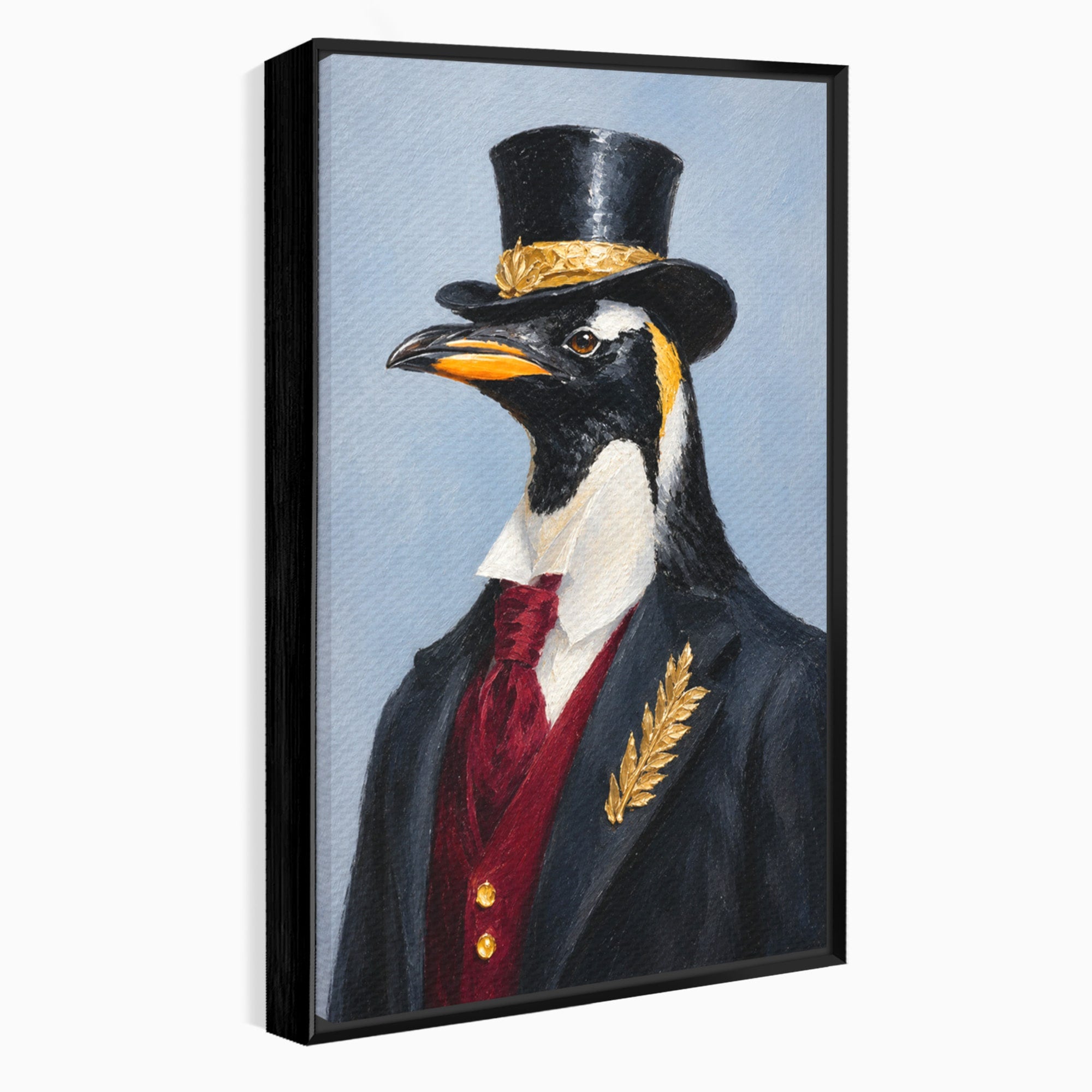 Tablou Canvas Premium LuxCanva® M1629, Pinguin Elegant, Pinguin, Eleganta, Animale, Costum, Birou, Culori Vibrante