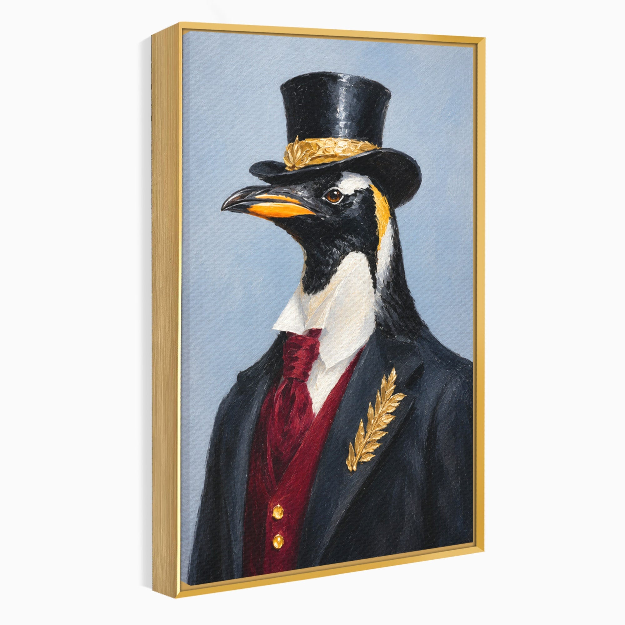Tablou Canvas Premium LuxCanva® M1629, Pinguin Elegant, Pinguin, Eleganta, Animale, Costum, Birou, Culori Vibrante