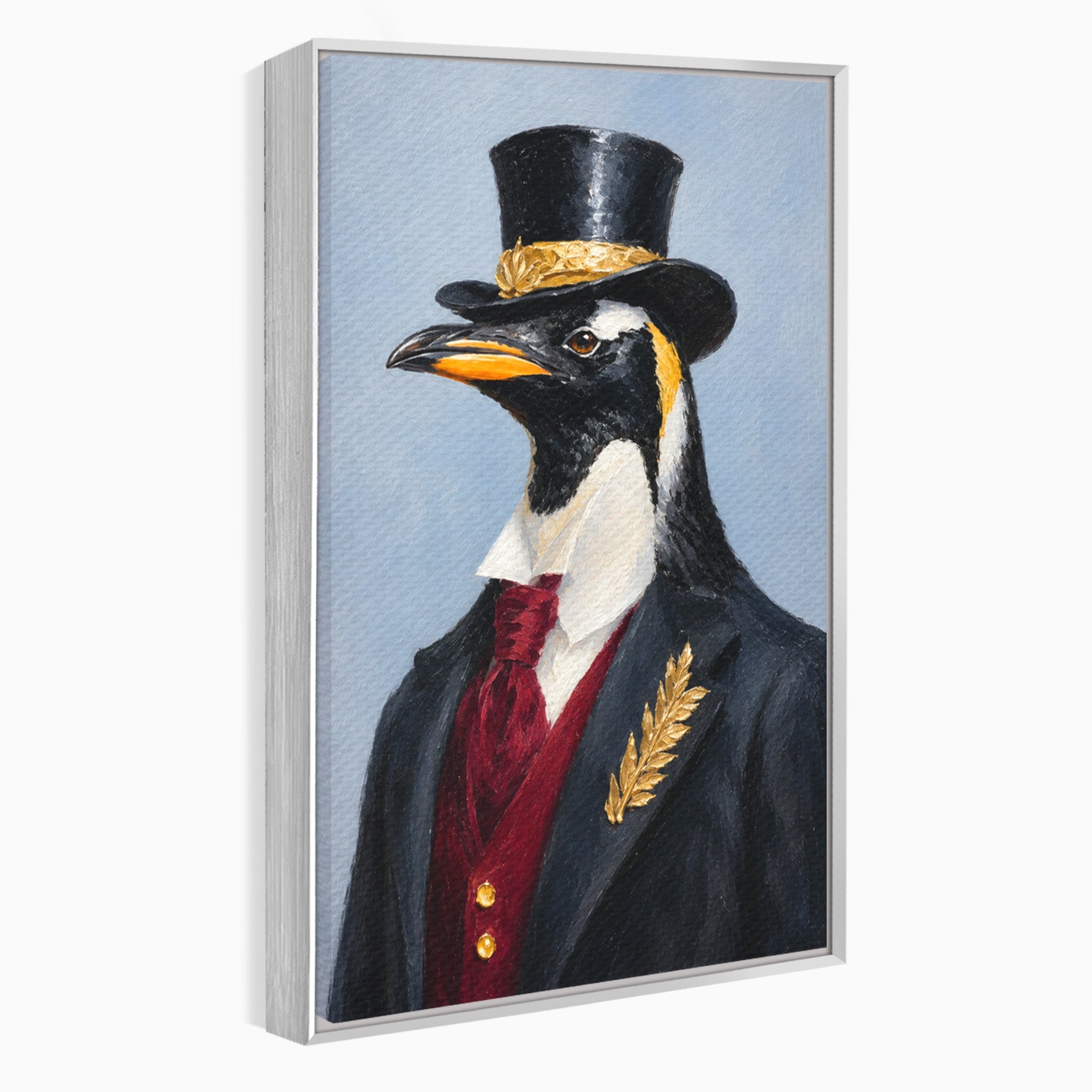 Tablou Canvas Premium LuxCanva® M1629, Pinguin Elegant, Pinguin, Eleganta, Animale, Costum, Birou, Culori Vibrante