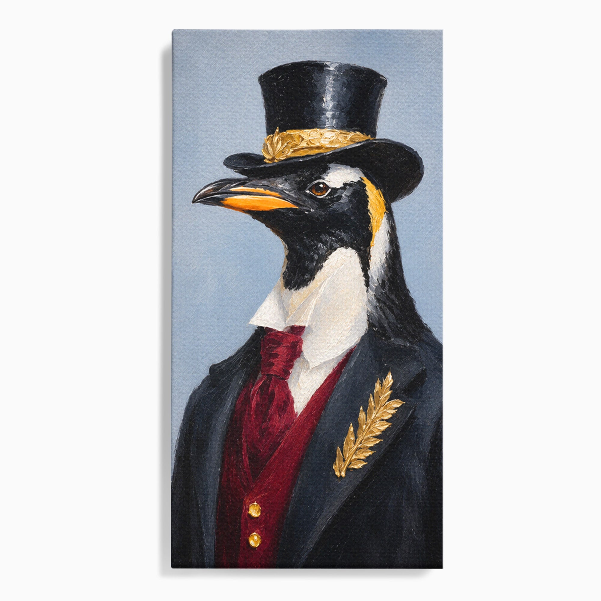 Tablou Canvas Premium LuxCanva® M1629, Pinguin Elegant, Pinguin, Eleganta, Animale, Costum, Birou, Culori Vibrante