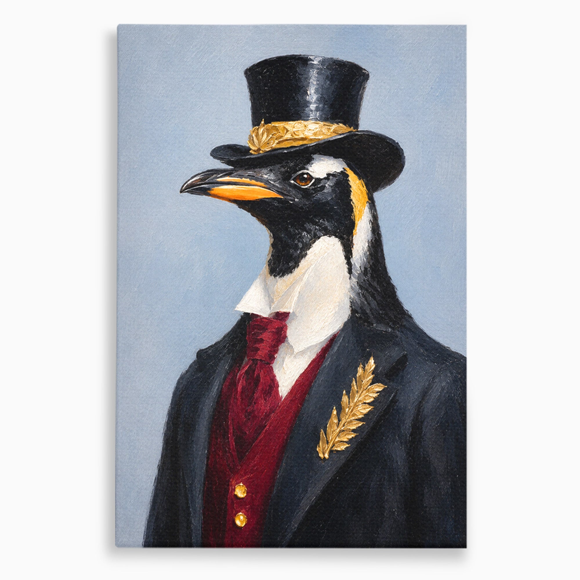 Tablou Canvas Premium LuxCanva® M1629, Pinguin Elegant, Pinguin, Eleganta, Animale, Costum, Birou, Culori Vibrante