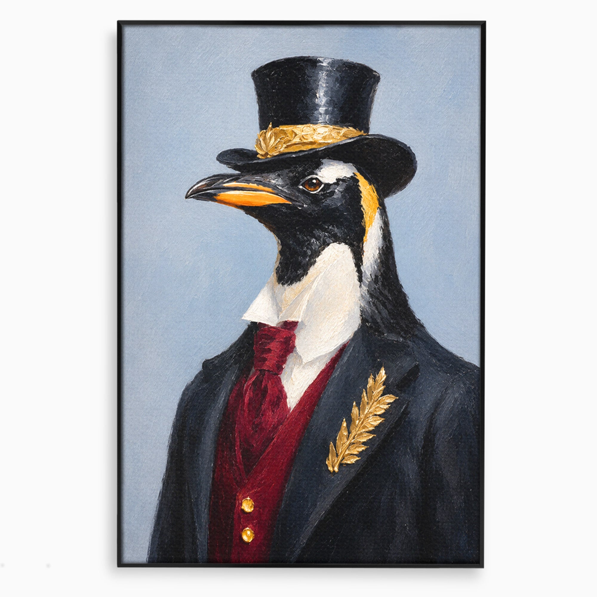 Tablou Canvas Premium LuxCanva® M1629, Pinguin Elegant, Pinguin, Eleganta, Animale, Costum, Birou, Culori Vibrante