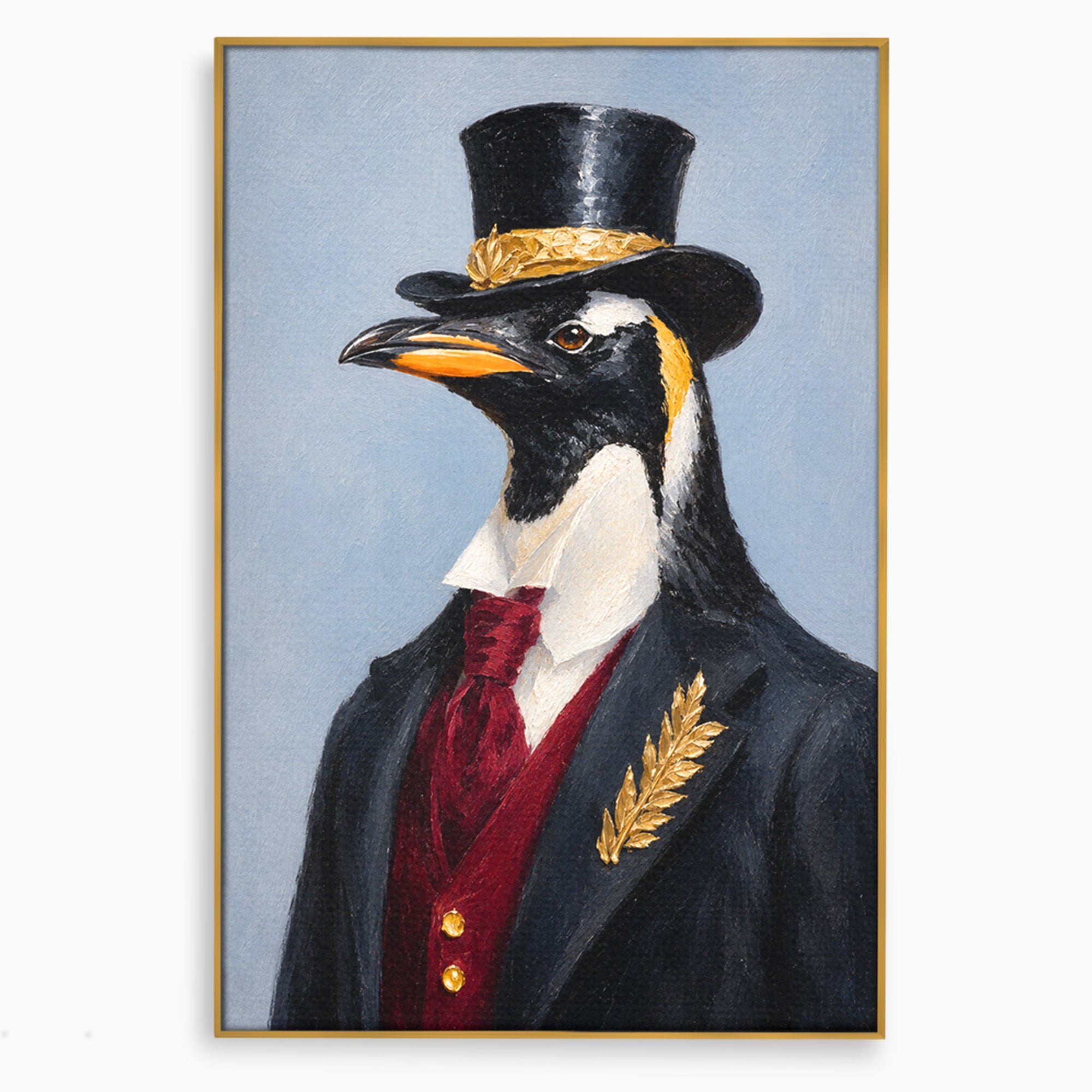 Tablou Canvas Premium LuxCanva® M1629, Pinguin Elegant, Pinguin, Eleganta, Animale, Costum, Birou, Culori Vibrante