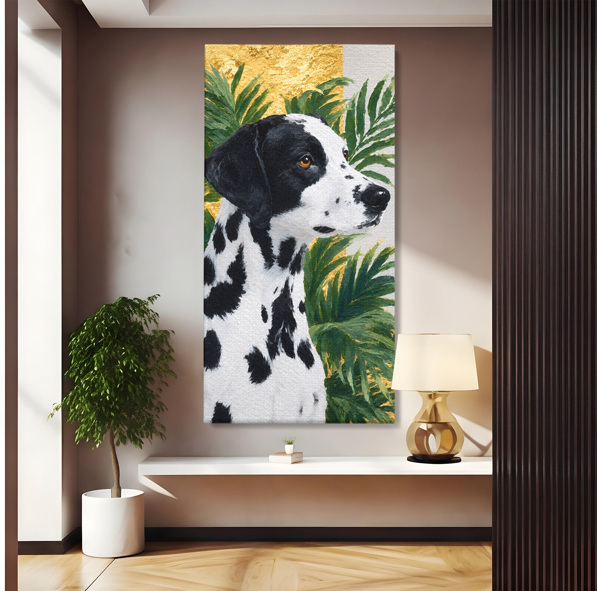 Tablou Canvas Premium LuxCanva® M1630, Dalmatian Regal, Dalmatian, Caine, Portret, Eleganta, Living, Culori Vibrante