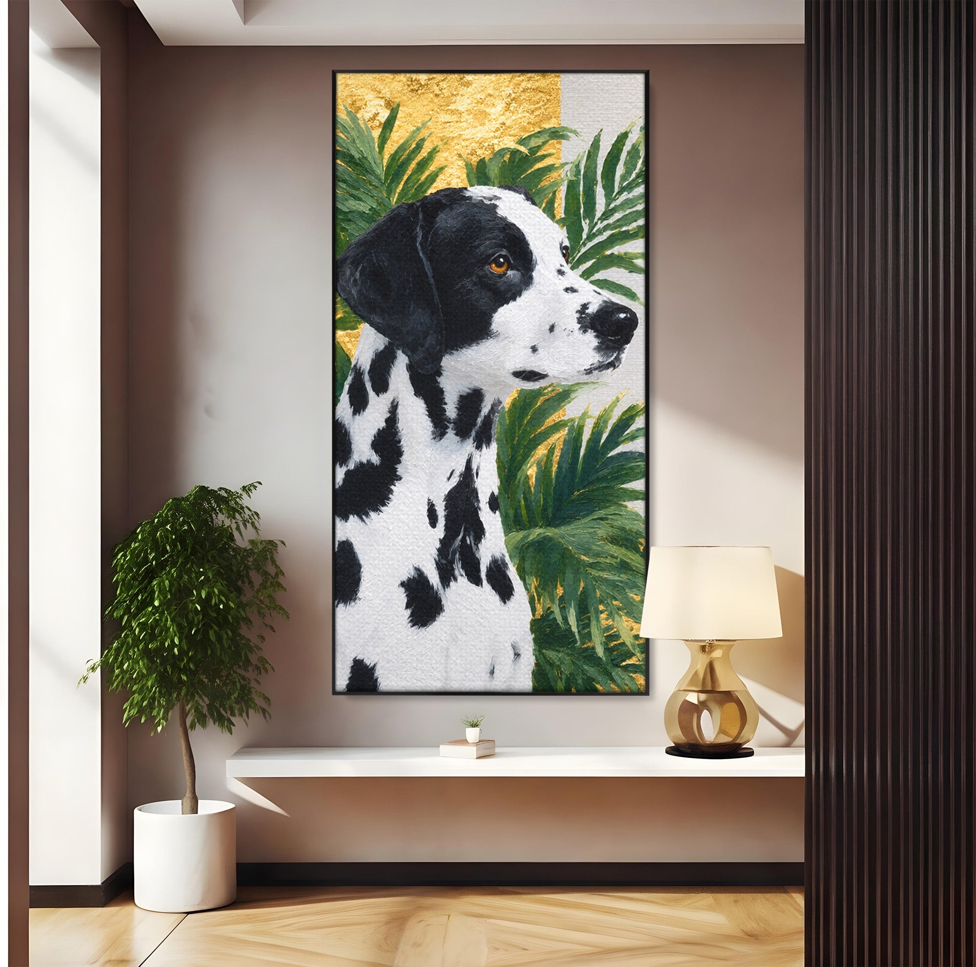 Tablou Canvas Premium LuxCanva® M1630, Dalmatian Regal, Dalmatian, Caine, Portret, Eleganta, Living, Culori Vibrante