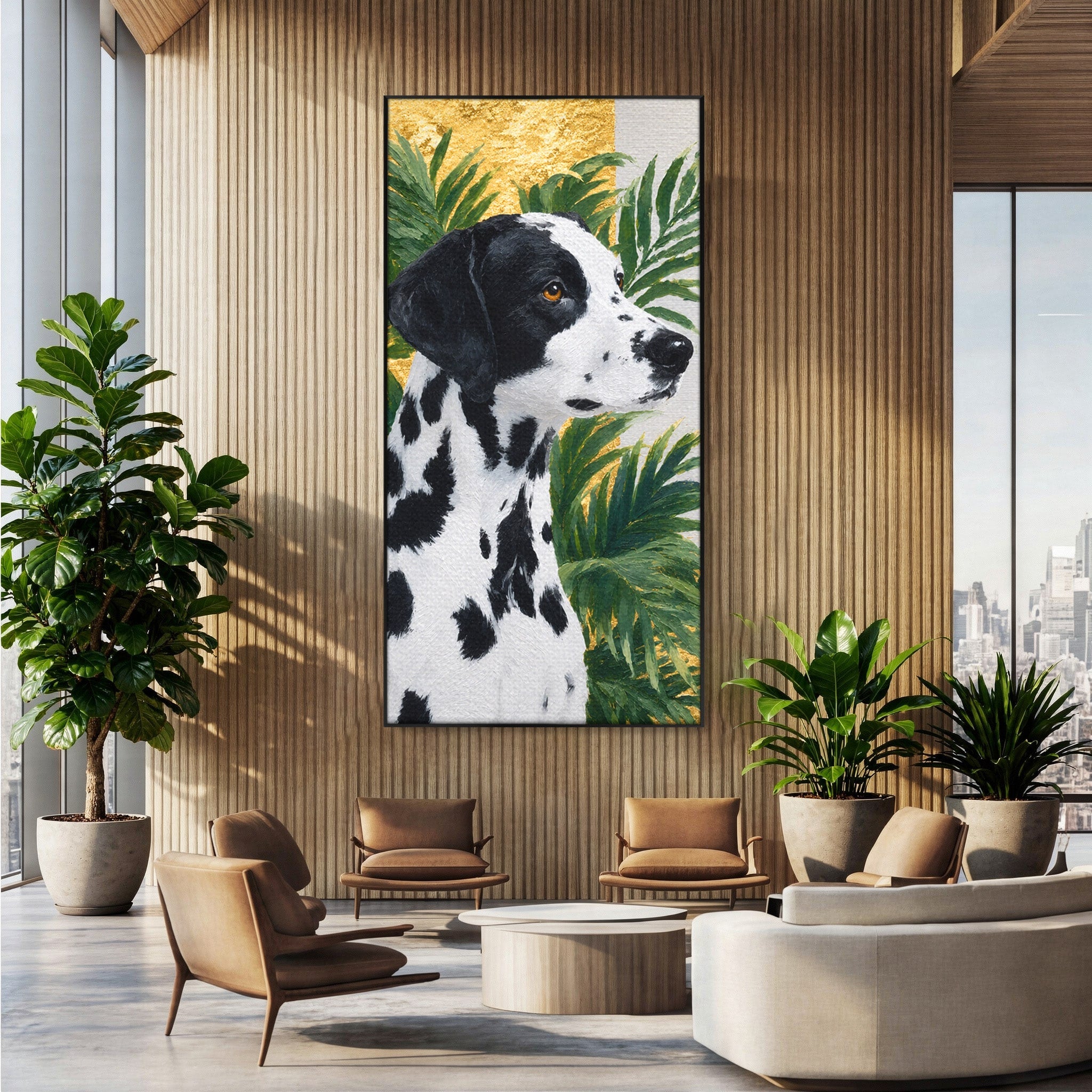 Tablou Canvas Premium LuxCanva® M1630, Dalmatian Regal, Dalmatian, Caine, Portret, Eleganta, Living, Culori Vibrante