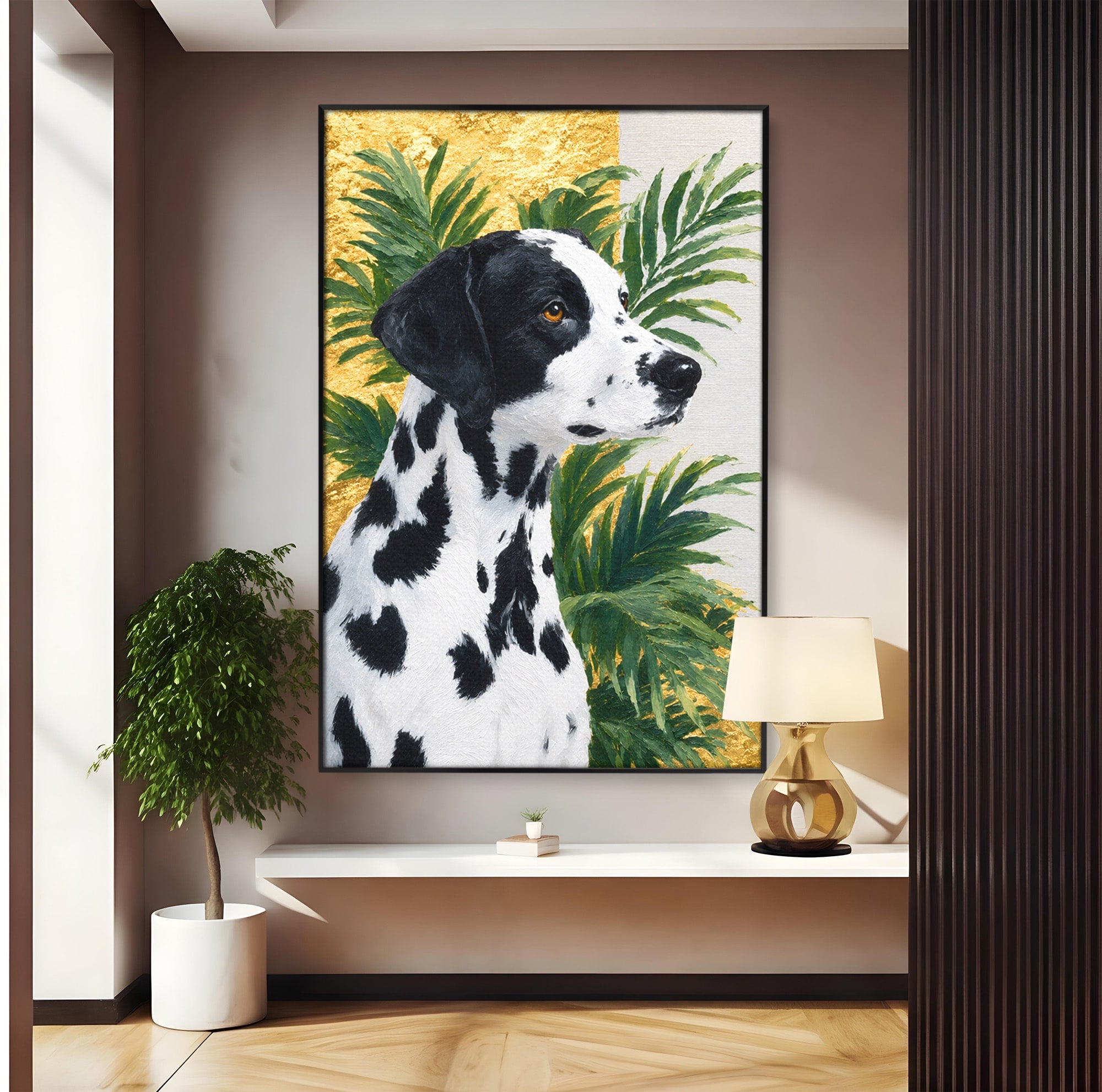 Tablou Canvas Premium LuxCanva® M1630, Dalmatian Regal, Dalmatian, Caine, Portret, Eleganta, Living, Culori Vibrante