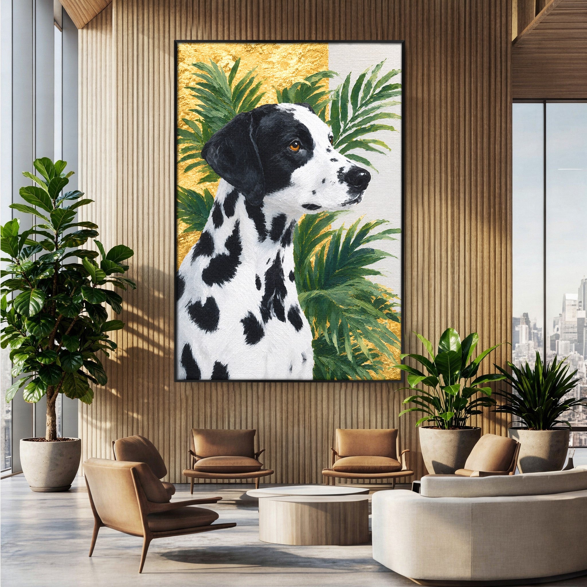 Tablou Canvas Premium LuxCanva® M1630, Dalmatian Regal, Dalmatian, Caine, Portret, Eleganta, Living, Culori Vibrante