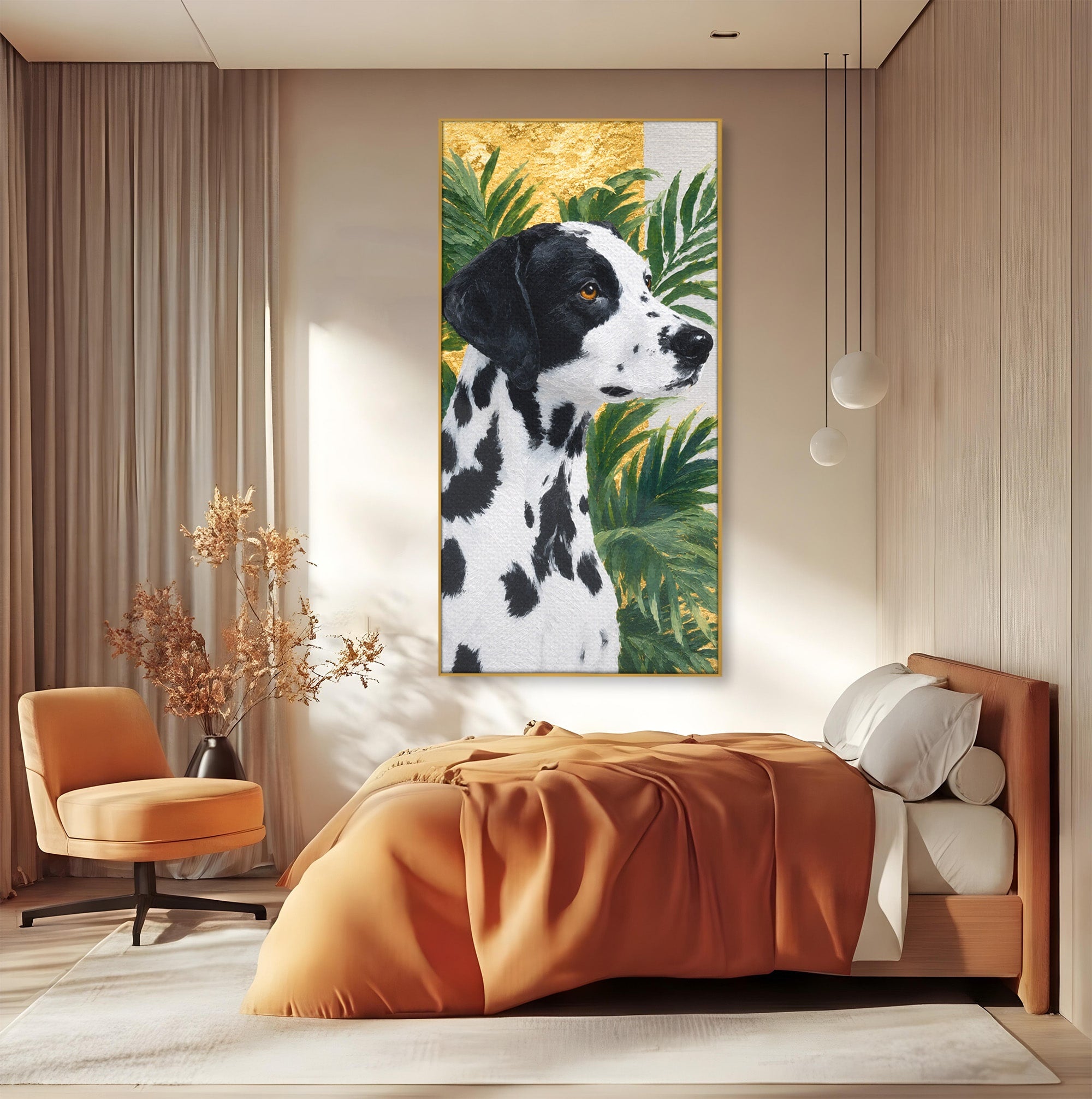 Tablou Canvas Premium LuxCanva® M1630, Dalmatian Regal, Dalmatian, Caine, Portret, Eleganta, Living, Culori Vibrante
