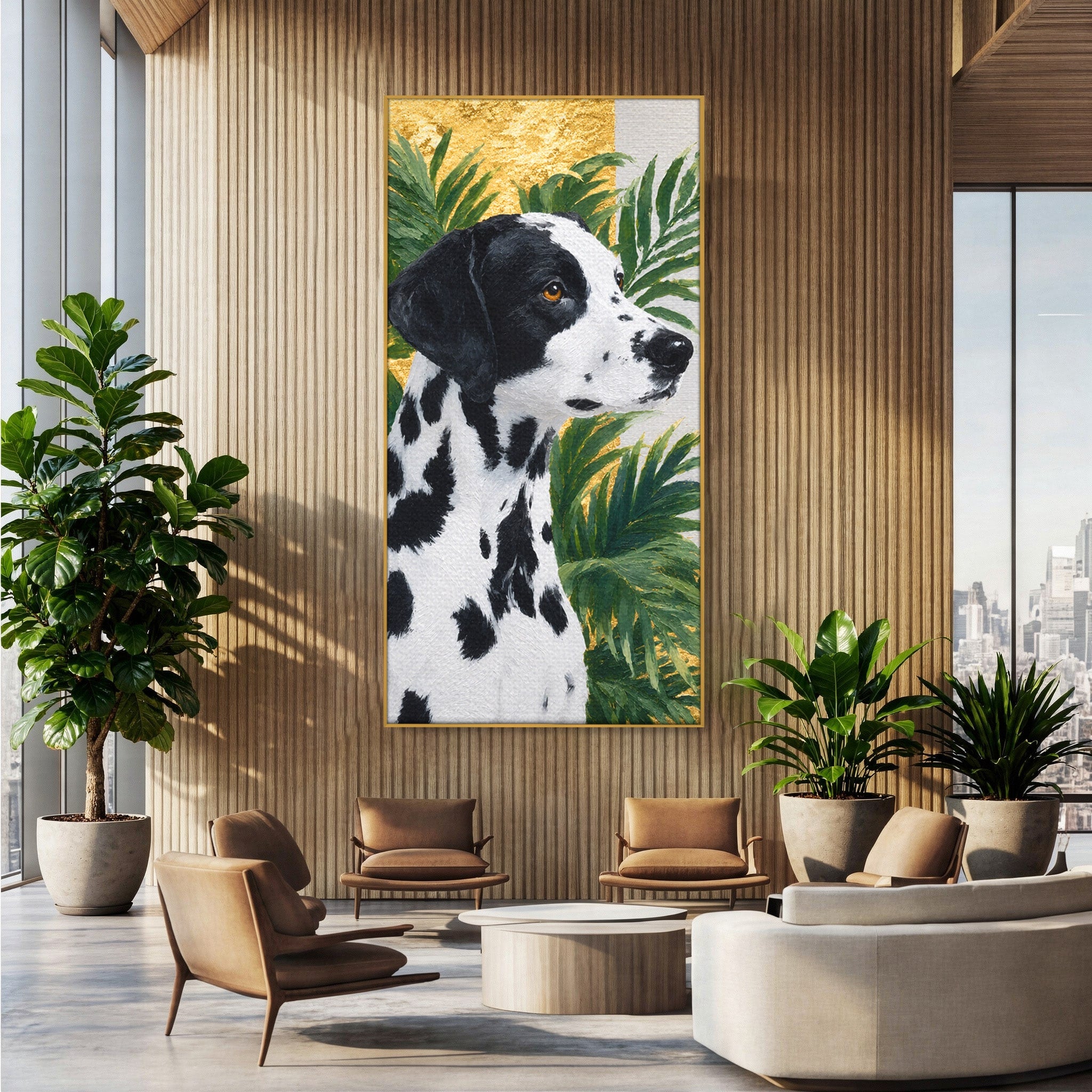 Tablou Canvas Premium LuxCanva® M1630, Dalmatian Regal, Dalmatian, Caine, Portret, Eleganta, Living, Culori Vibrante
