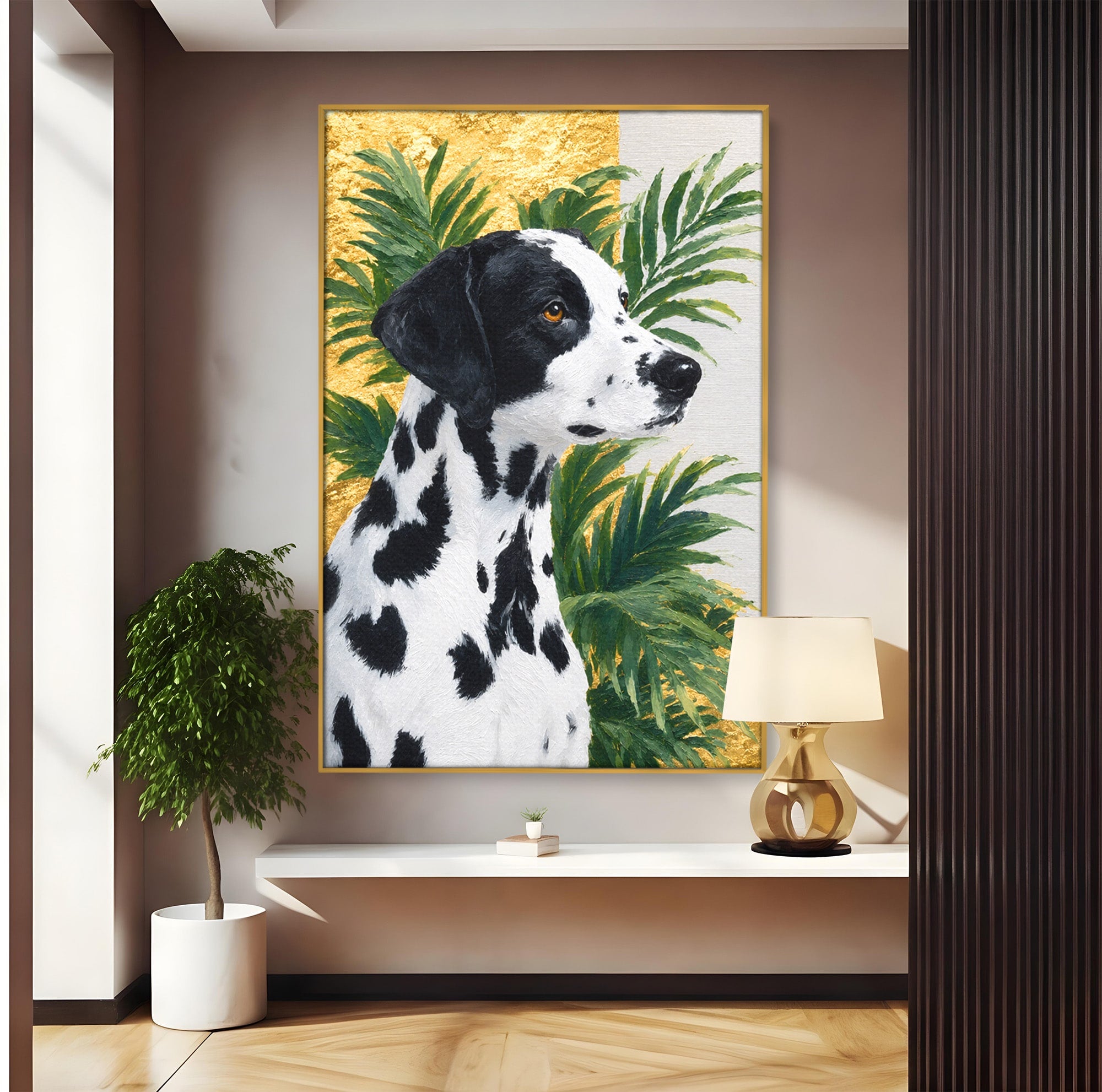 Tablou Canvas Premium LuxCanva® M1630, Dalmatian Regal, Dalmatian, Caine, Portret, Eleganta, Living, Culori Vibrante