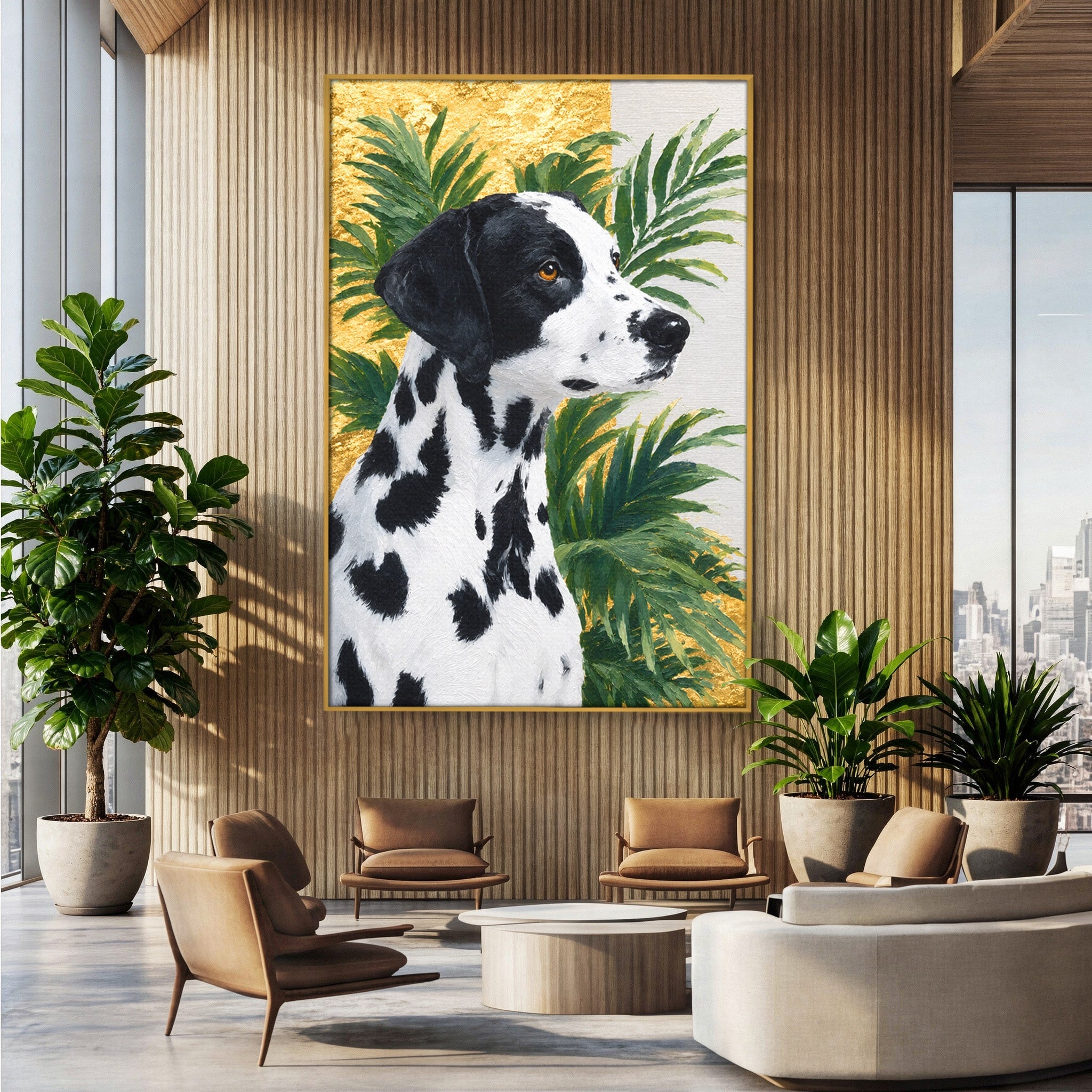 Tablou Canvas Premium LuxCanva® M1630, Dalmatian Regal, Dalmatian, Caine, Portret, Eleganta, Living, Culori Vibrante