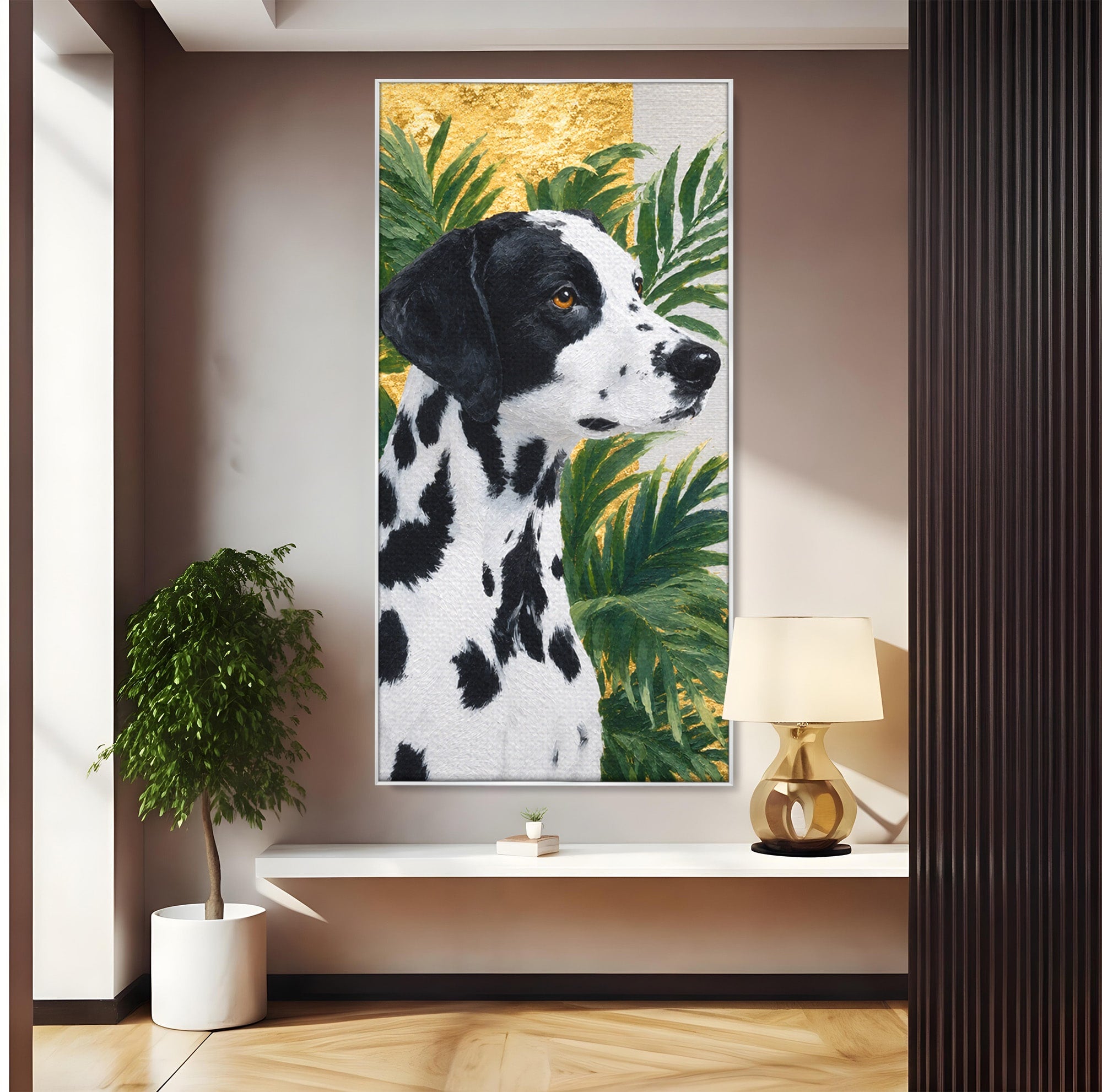 Tablou Canvas Premium LuxCanva® M1630, Dalmatian Regal, Dalmatian, Caine, Portret, Eleganta, Living, Culori Vibrante