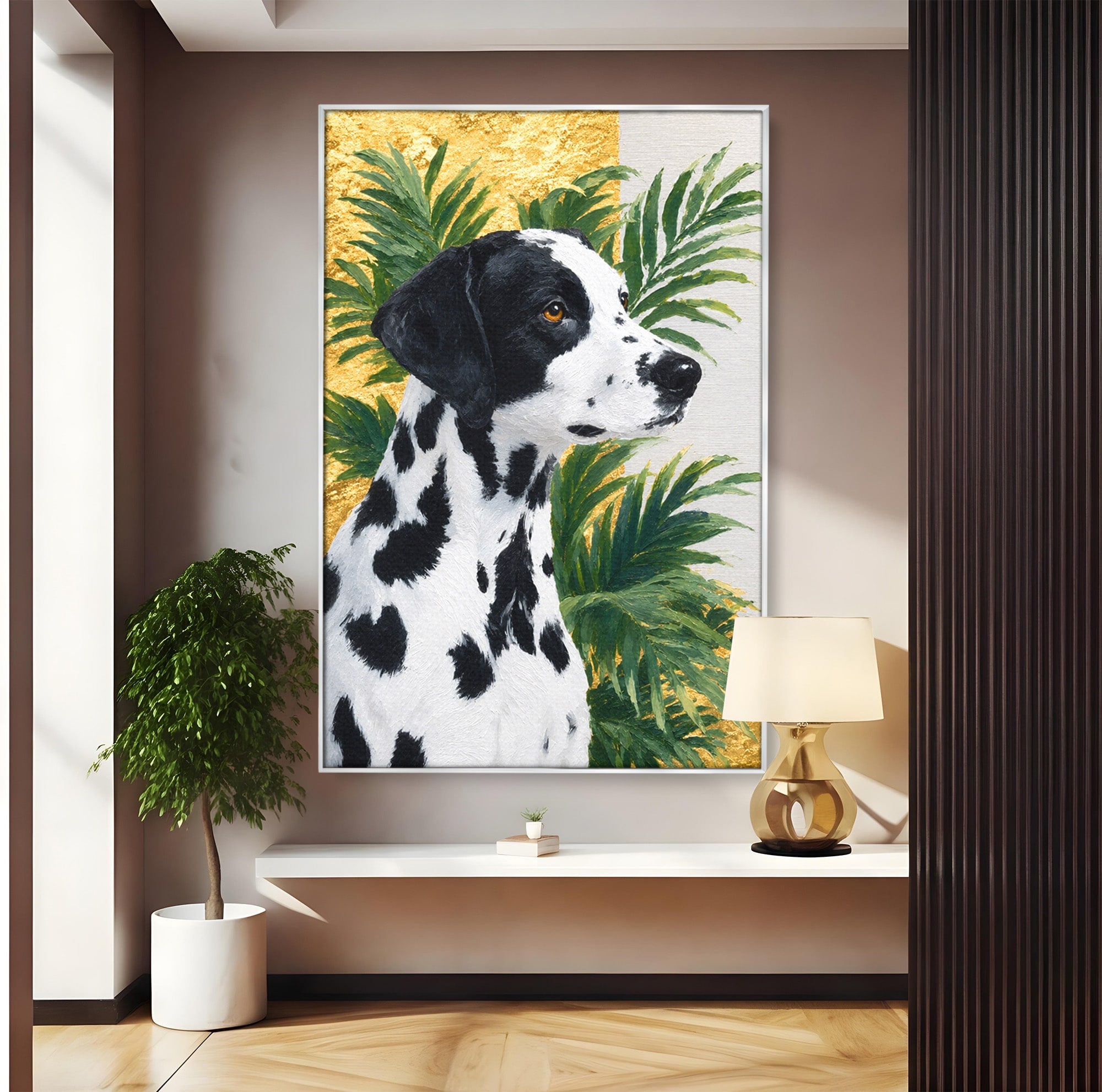 Tablou Canvas Premium LuxCanva® M1630, Dalmatian Regal, Dalmatian, Caine, Portret, Eleganta, Living, Culori Vibrante