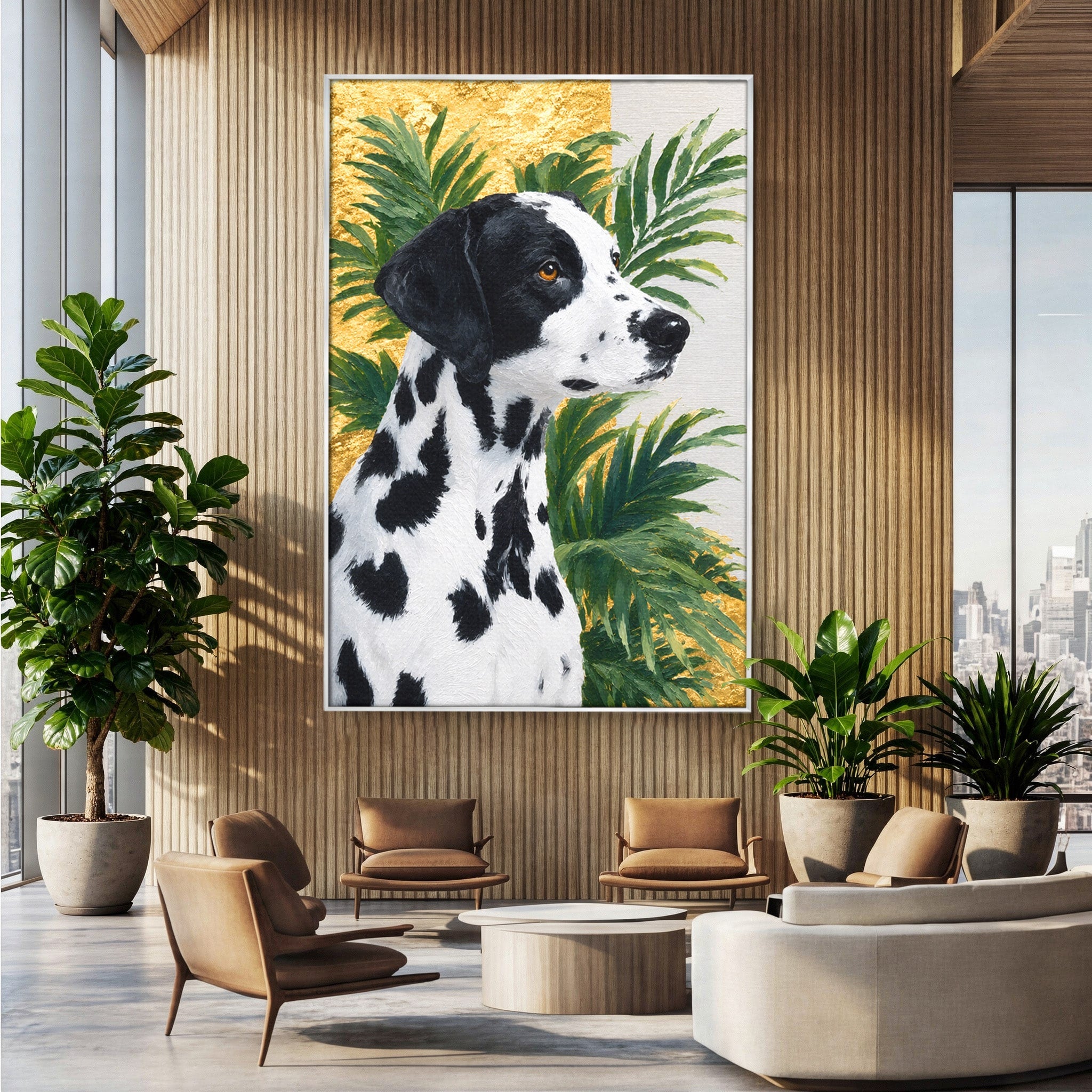 Tablou Canvas Premium LuxCanva® M1630, Dalmatian Regal, Dalmatian, Caine, Portret, Eleganta, Living, Culori Vibrante
