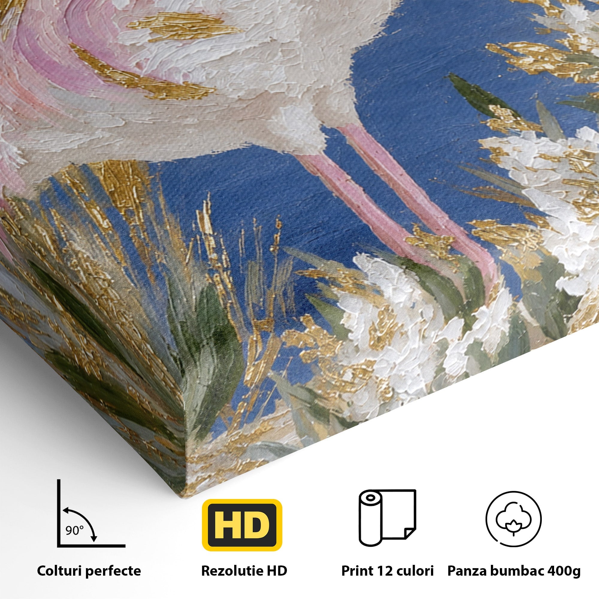 Tablou Canvas Premium LuxCanva® M1631, Flamingo Elegant, Flamingo, Natura, Peisaj, Eleganta, Living, Culori Vibrante