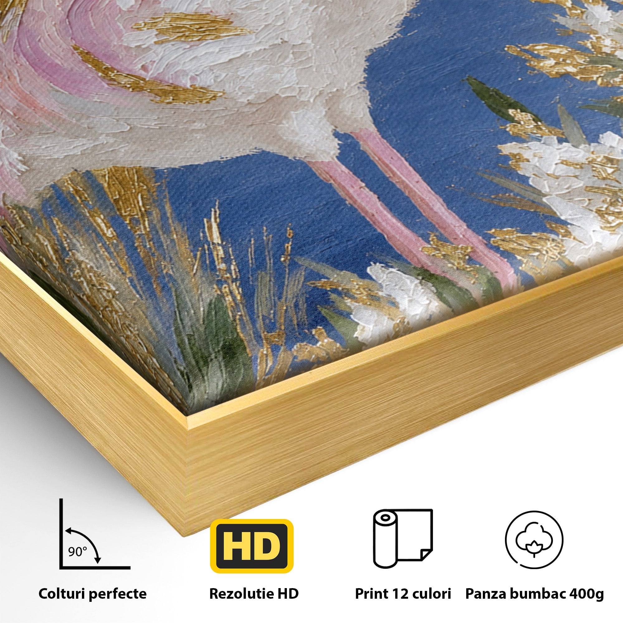 Tablou Canvas Premium LuxCanva® M1631, Flamingo Elegant, Flamingo, Natura, Peisaj, Eleganta, Living, Culori Vibrante
