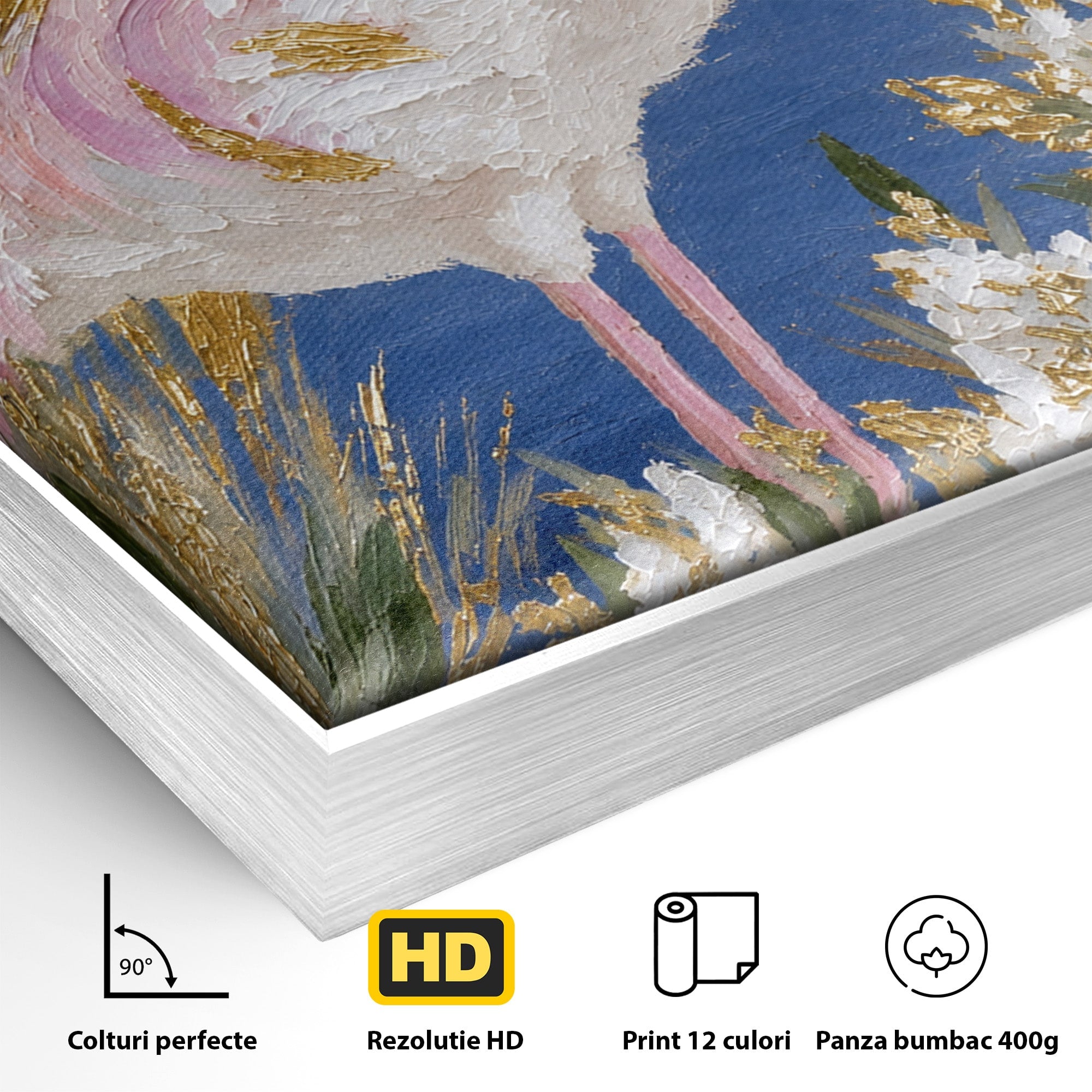 Tablou Canvas Premium LuxCanva® M1631, Flamingo Elegant, Flamingo, Natura, Peisaj, Eleganta, Living, Culori Vibrante