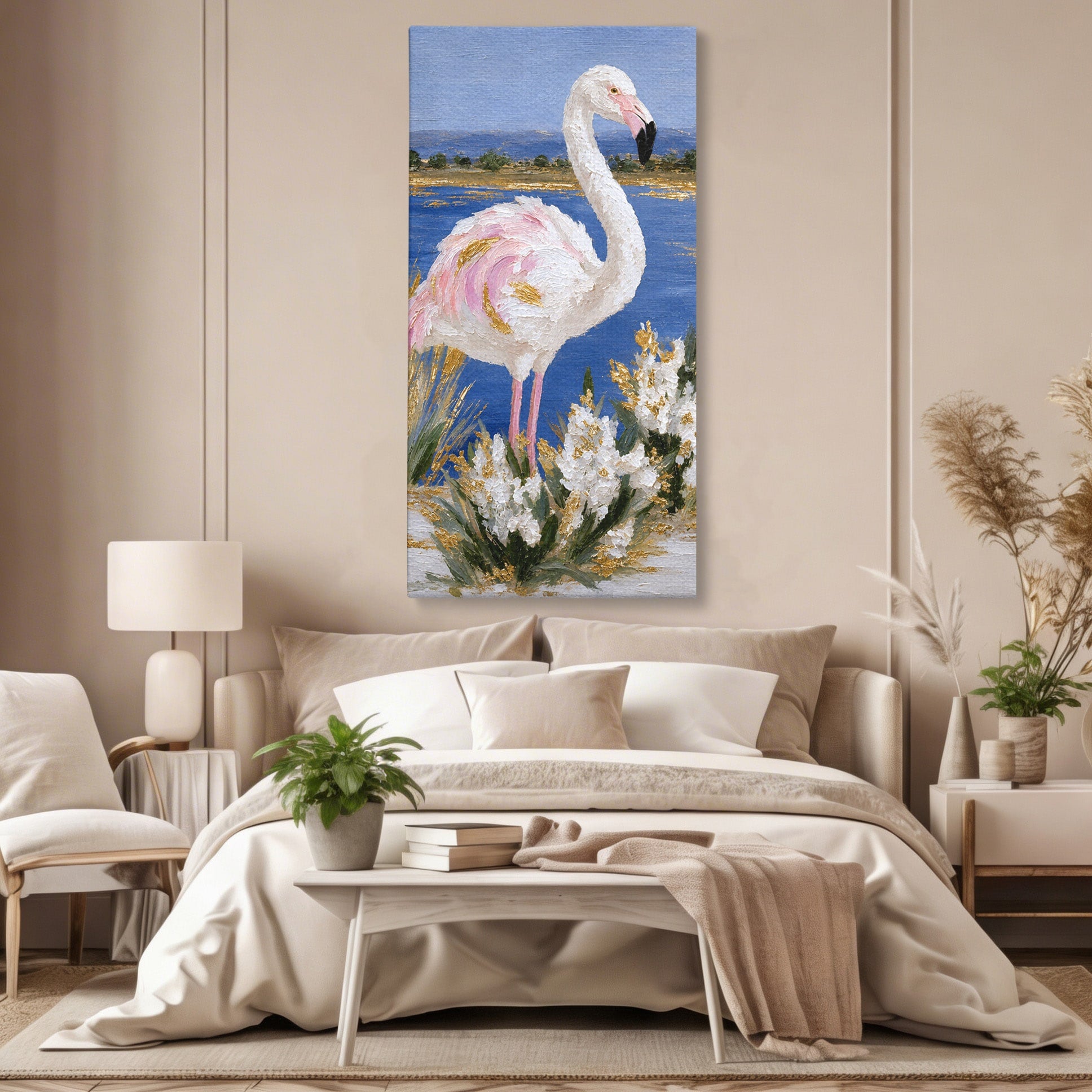 Tablou Canvas Premium LuxCanva® M1631, Flamingo Elegant, Flamingo, Natura, Peisaj, Eleganta, Living, Culori Vibrante