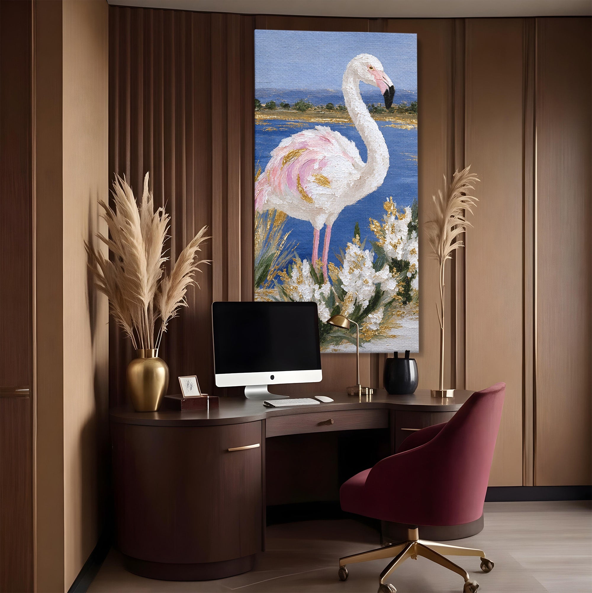 Tablou Canvas Premium LuxCanva® M1631, Flamingo Elegant, Flamingo, Natura, Peisaj, Eleganta, Living, Culori Vibrante