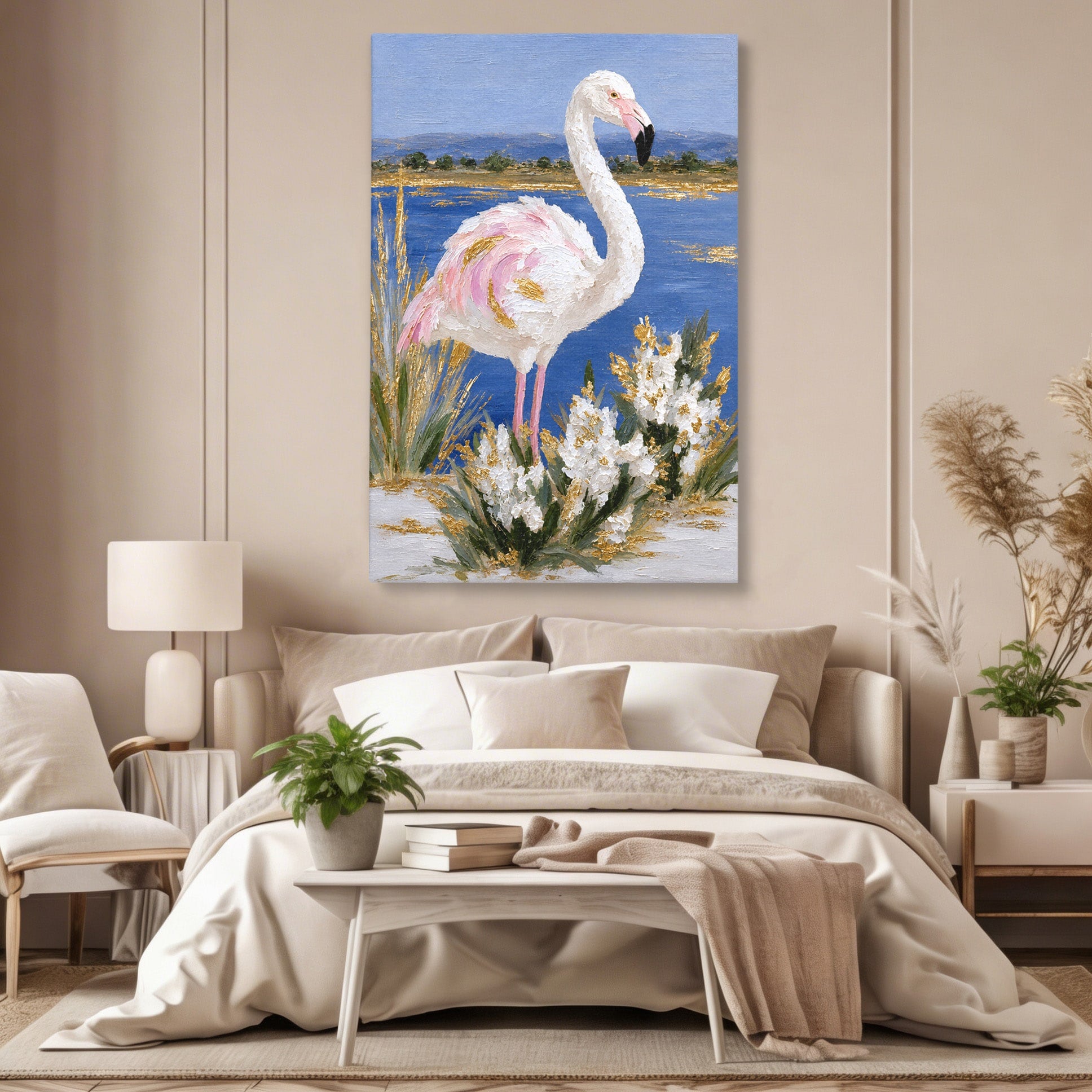 Tablou Canvas Premium LuxCanva® M1631, Flamingo Elegant, Flamingo, Natura, Peisaj, Eleganta, Living, Culori Vibrante