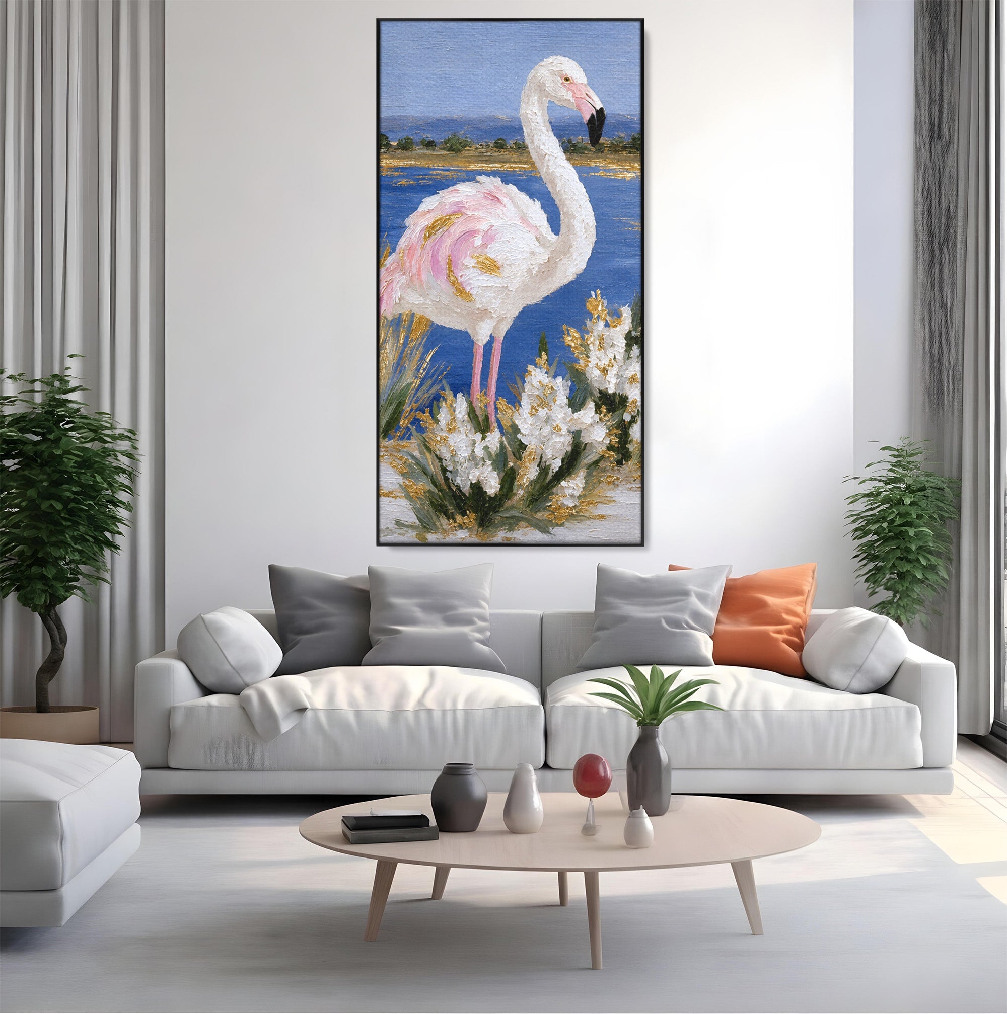 Tablou Canvas Premium LuxCanva® M1631, Flamingo Elegant, Flamingo, Natura, Peisaj, Eleganta, Living, Culori Vibrante