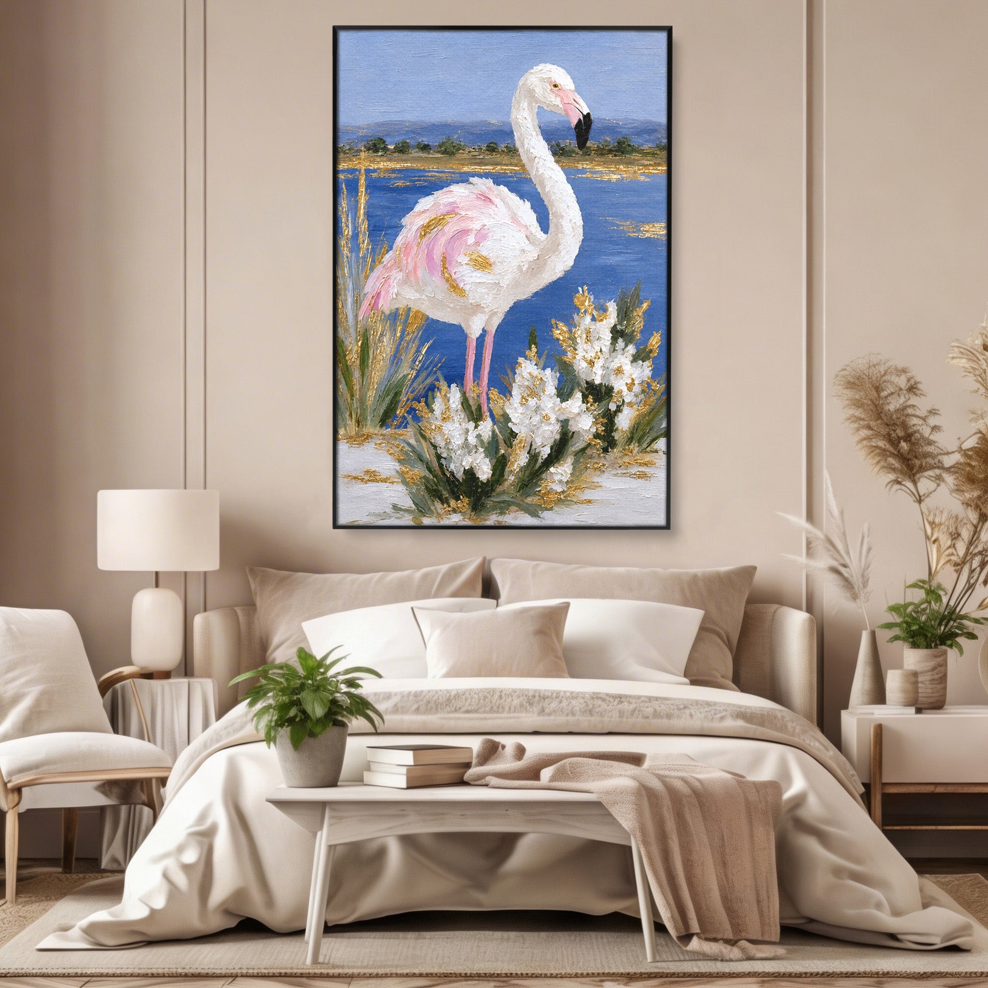 Tablou Canvas Premium LuxCanva® M1631, Flamingo Elegant, Flamingo, Natura, Peisaj, Eleganta, Living, Culori Vibrante